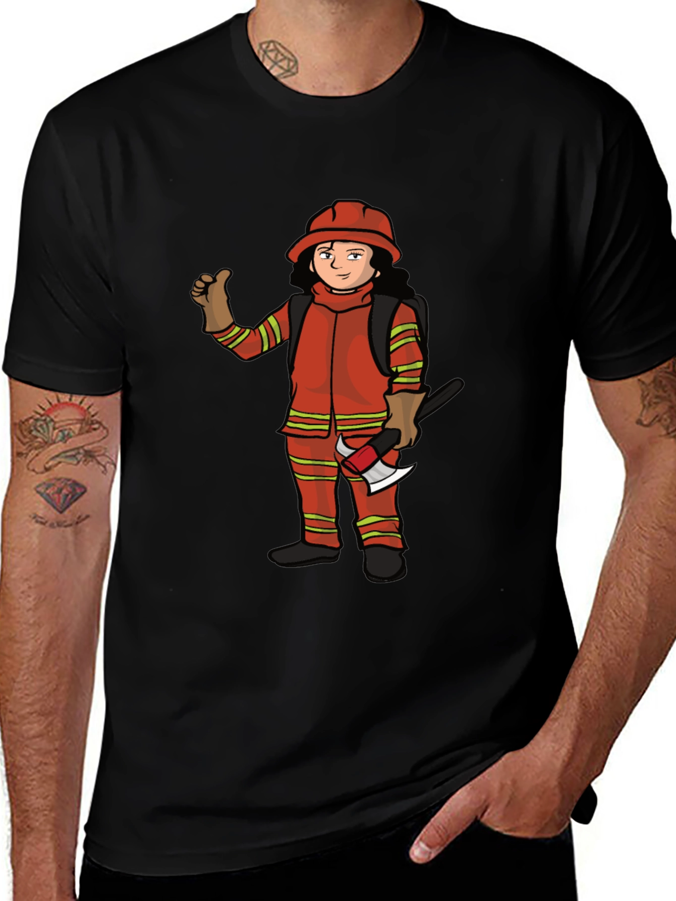 Variant 7 of Firefighter Cartoon Graphic T-Shirt