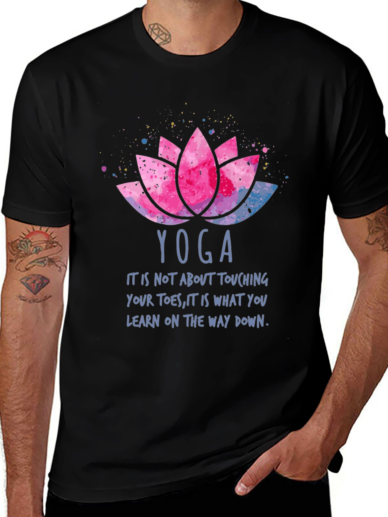 Variant 13 of Yoga Lotus T-Shirt - Learn On The Way Down