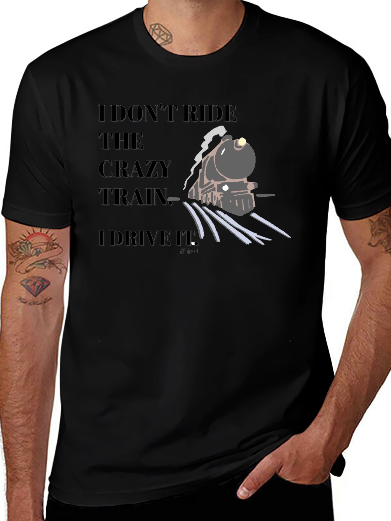 Crazy Train Driver T-Shirt - Black Graphic Tee