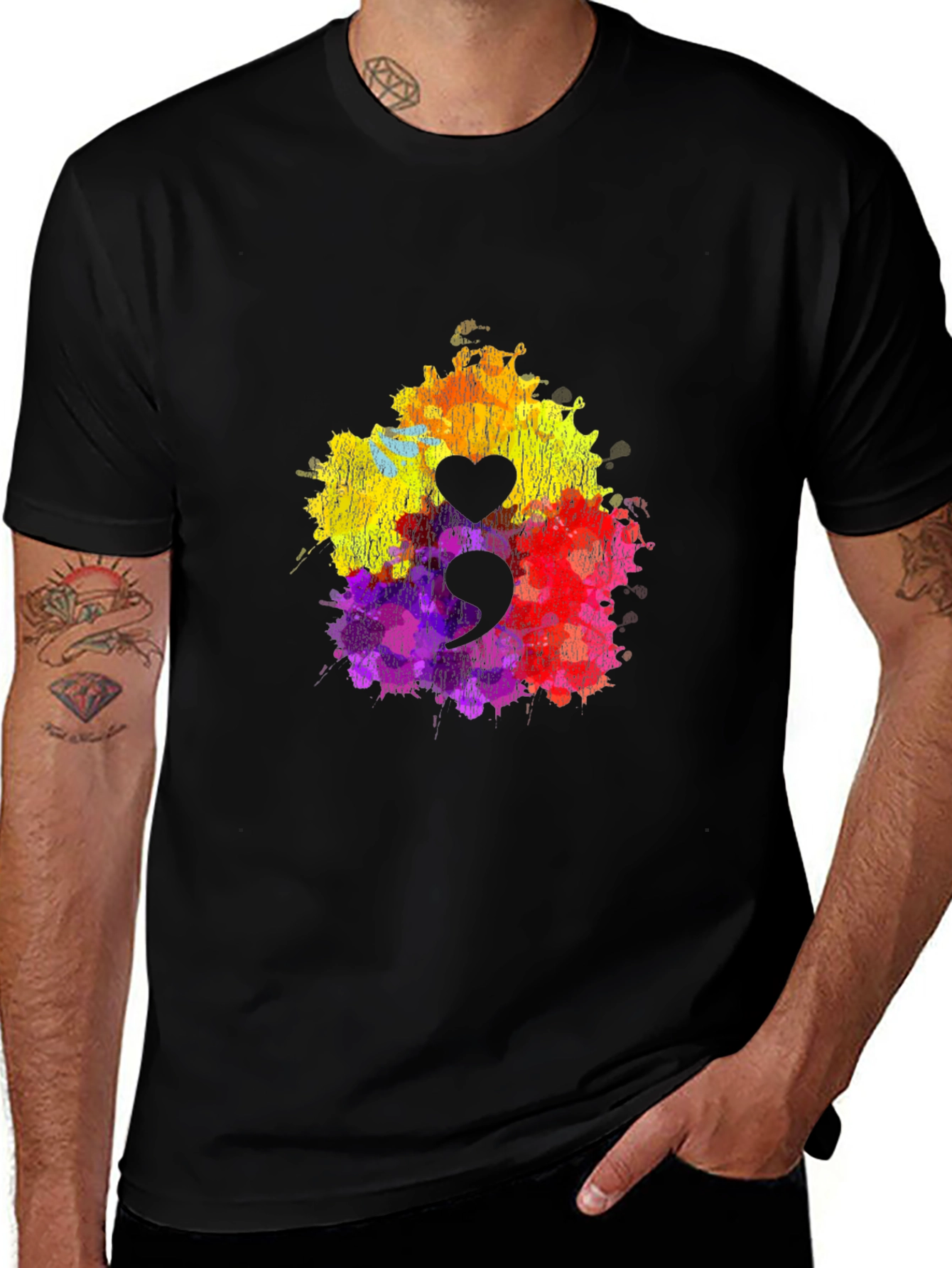 Variant 7 of Semicolon Heart T-Shirt - Mental Health Awareness