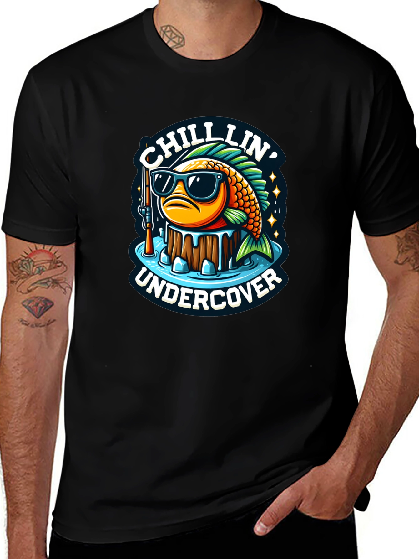 Black Chillin' Undercover Fish Graphic Tee main image