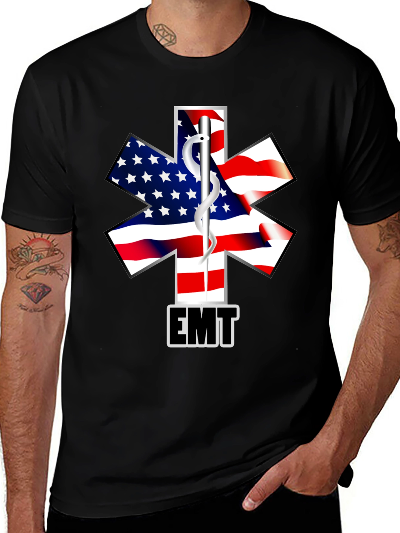 EMT American Flag Star T-Shirt