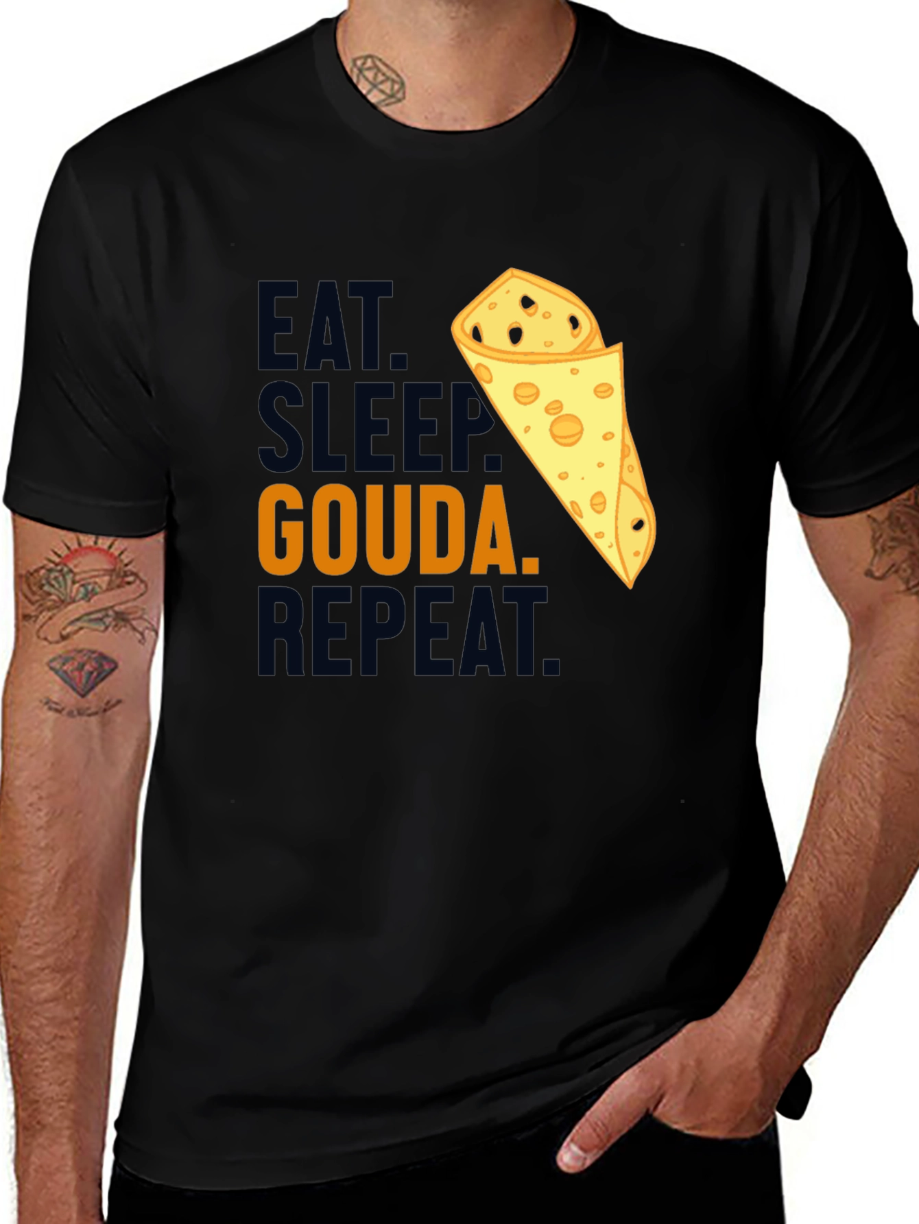 Variant 13 of Eat Sleep Gouda Repeat Black T-Shirt
