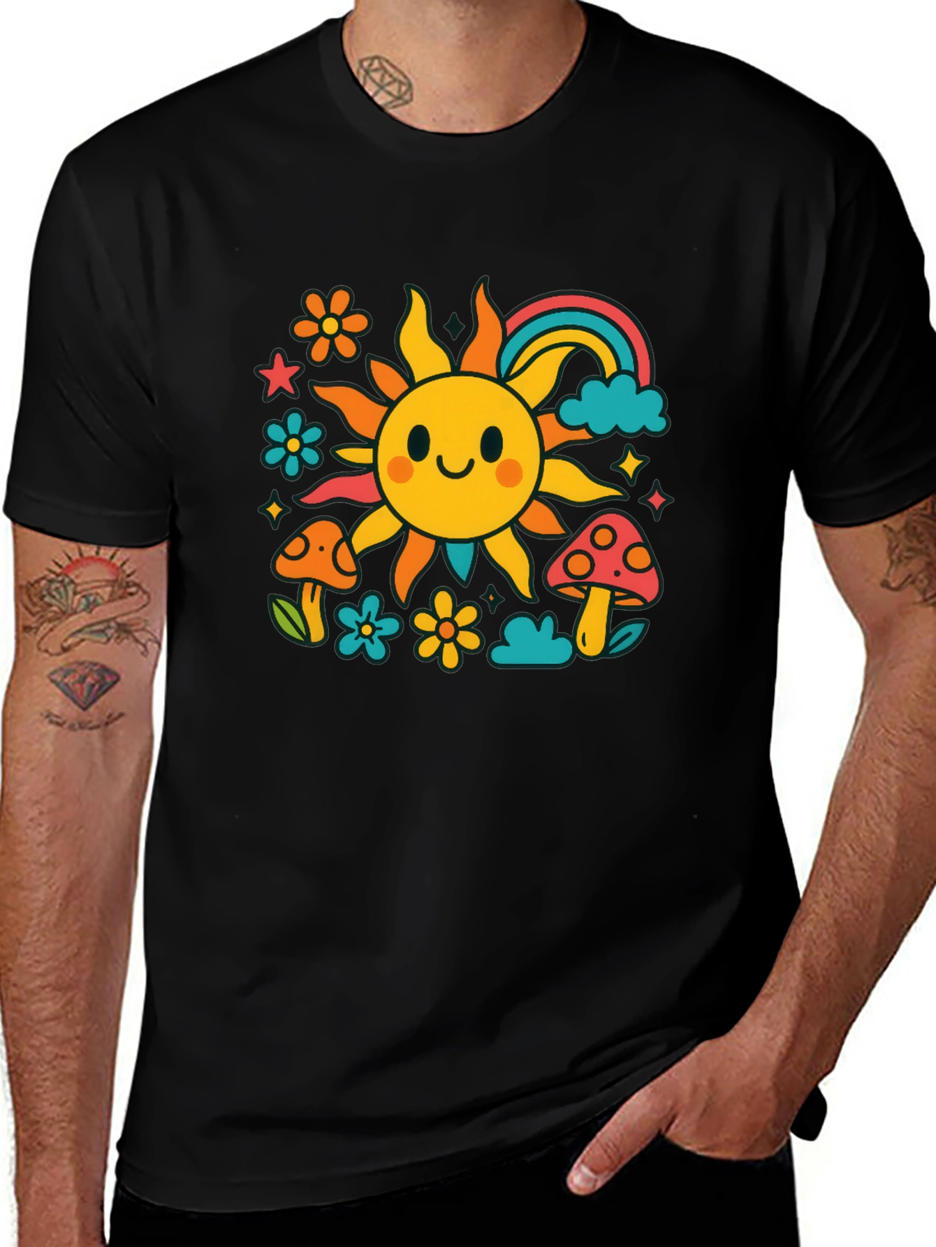 Variant 26 of Retro Sun & Rainbow Graphic T-Shirt