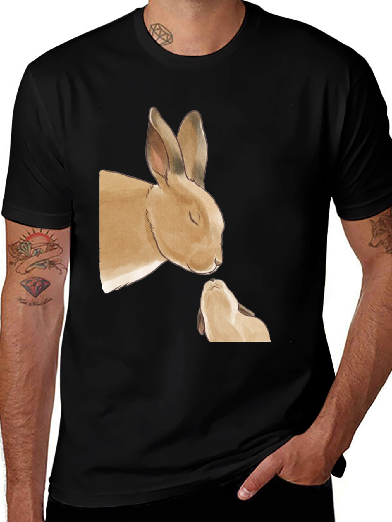 Variant 26 of Rabbit Love Black T-Shirt