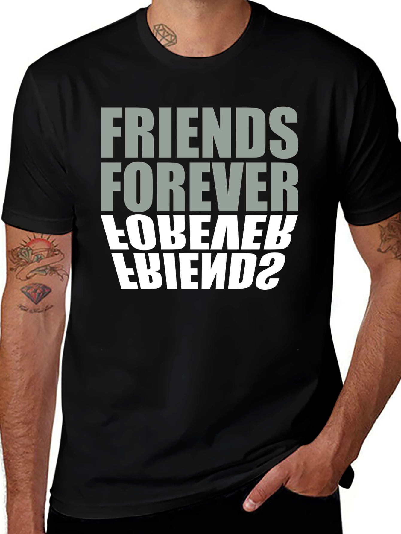 Variant 12 of Friends Forever Graphic Tee - Black Crew Neck
