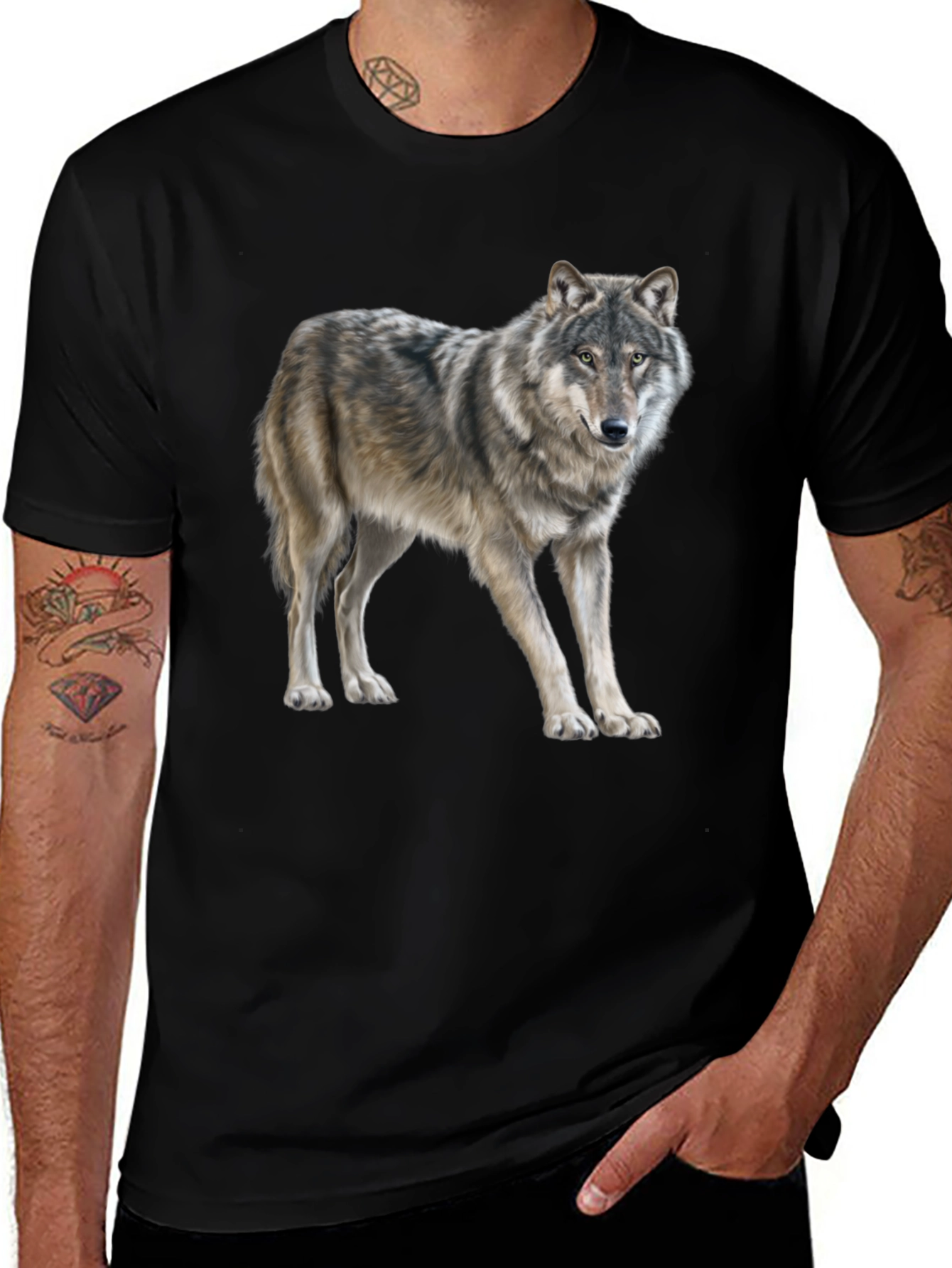 Variant 23 of Wolf Graphic Print T-Shirt - Black