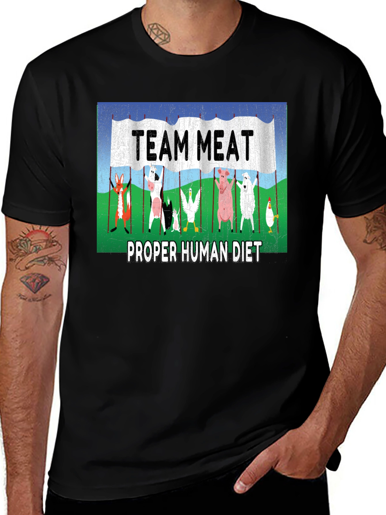 Variant 29 of Team Meat Proper Human Diet T-Shirt