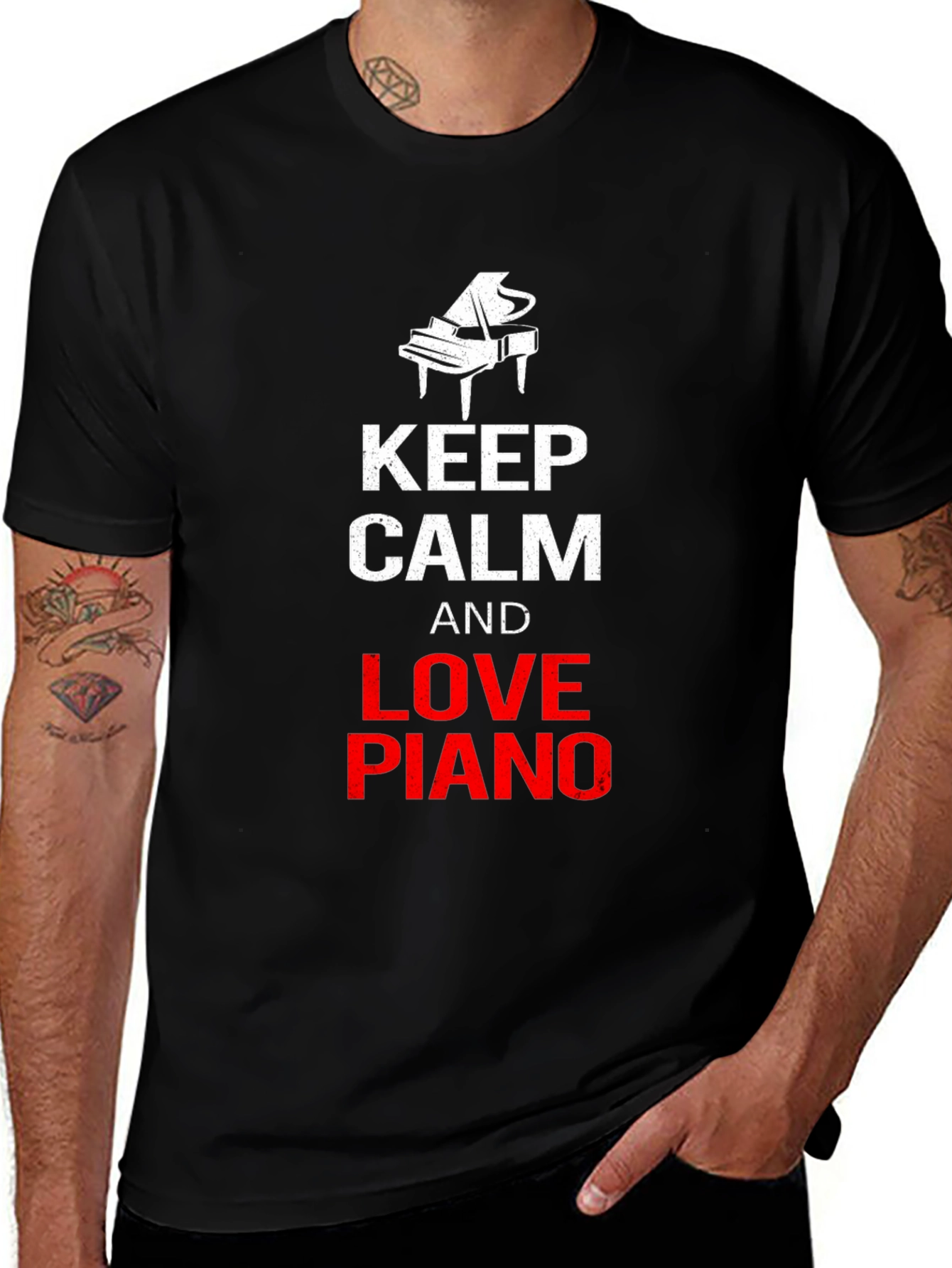 Variant 30 of Keep Calm and Love Piano Black T-Shirt