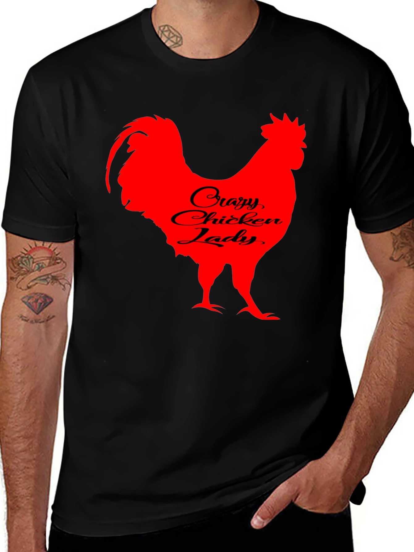 Variant 26 of Crazy Chicken Lady Black T-Shirt - Novelty Graphic Tee