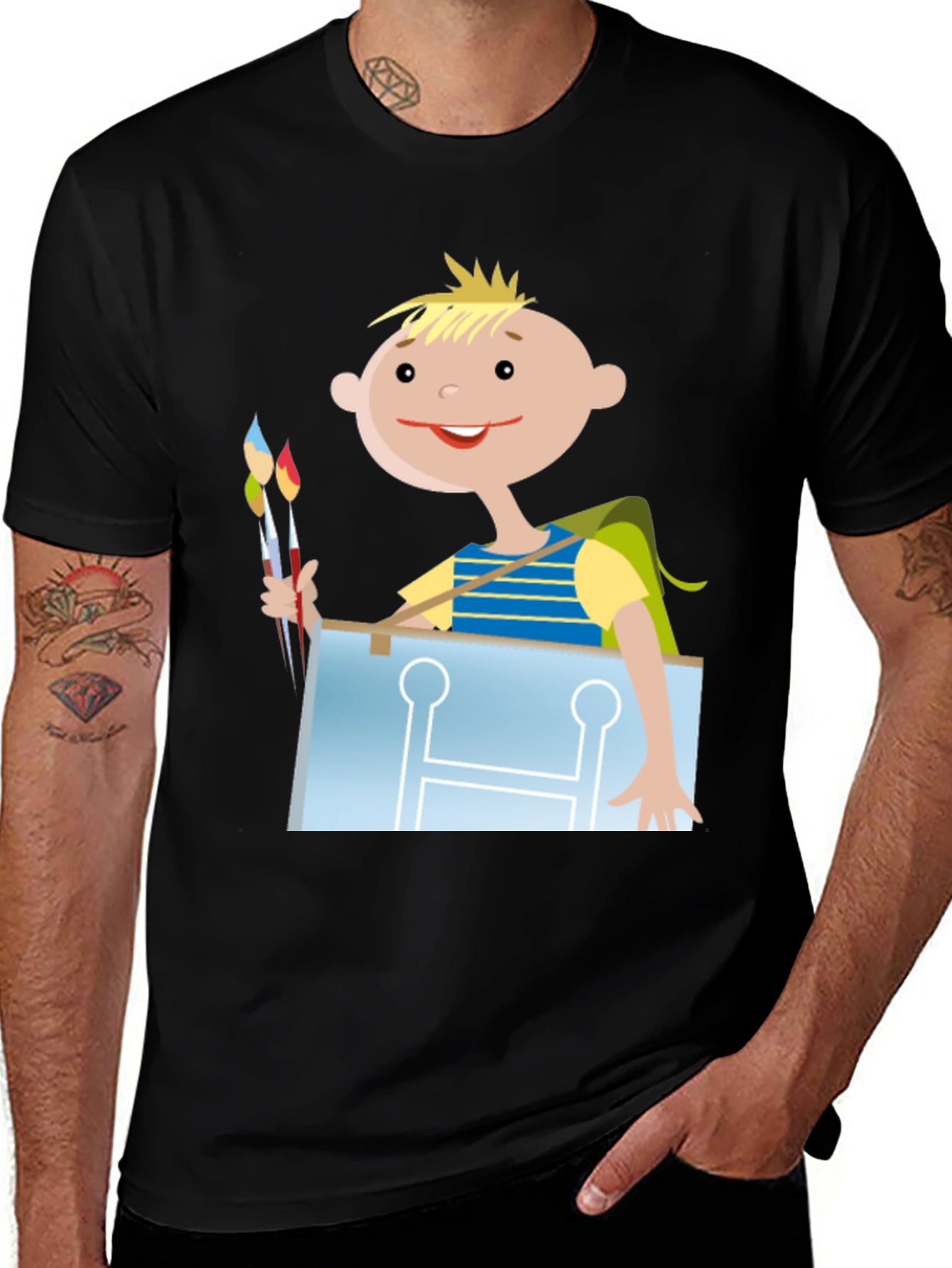 Variant 23 of Painter Boy Black Tee - Artistic Fun