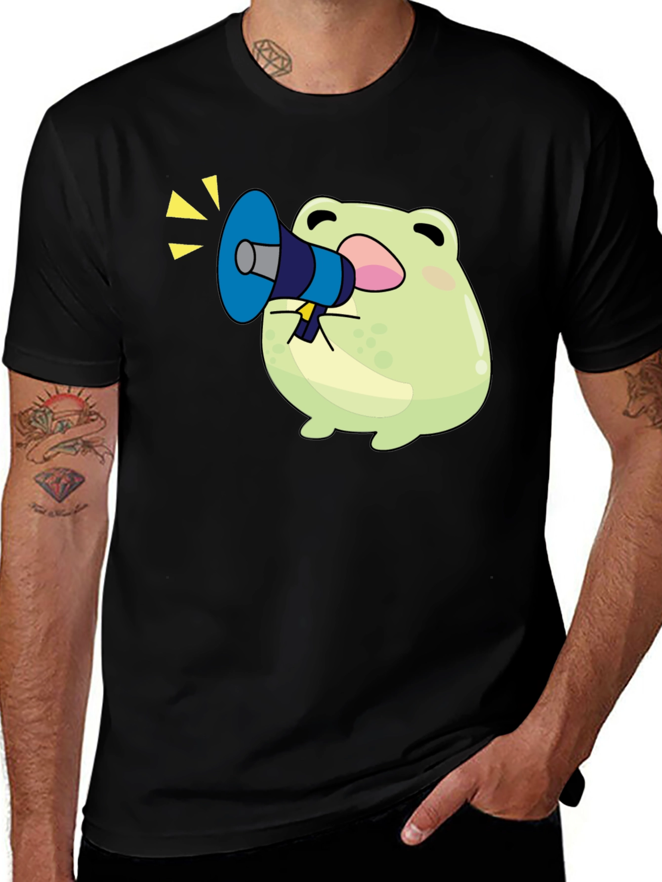 Variant 21 of Frog with Megaphone T-Shirt - Black Graphic Tee