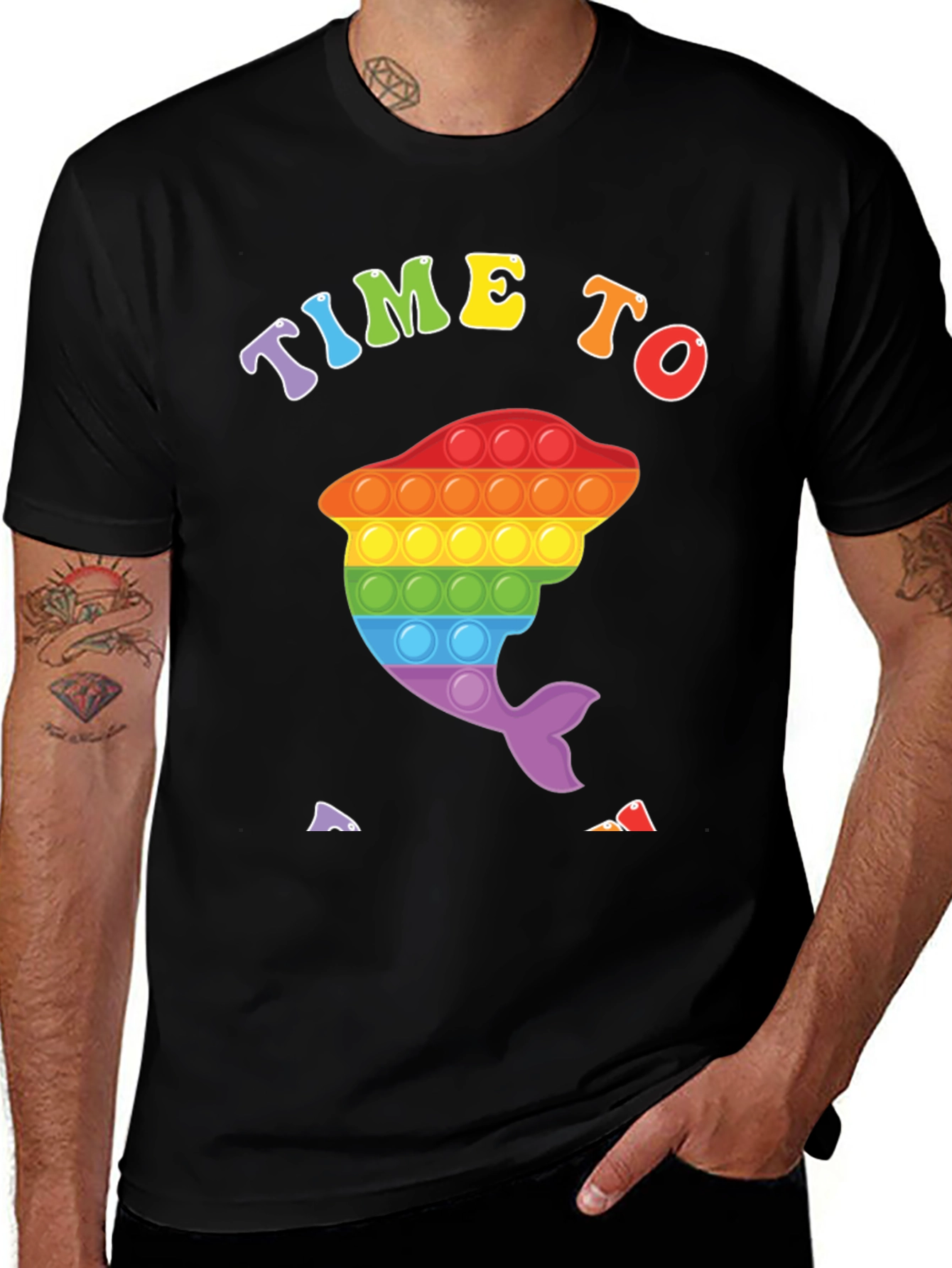 Variant 20 of Time To Pop It: Rainbow Dolphin Graphic Tee
