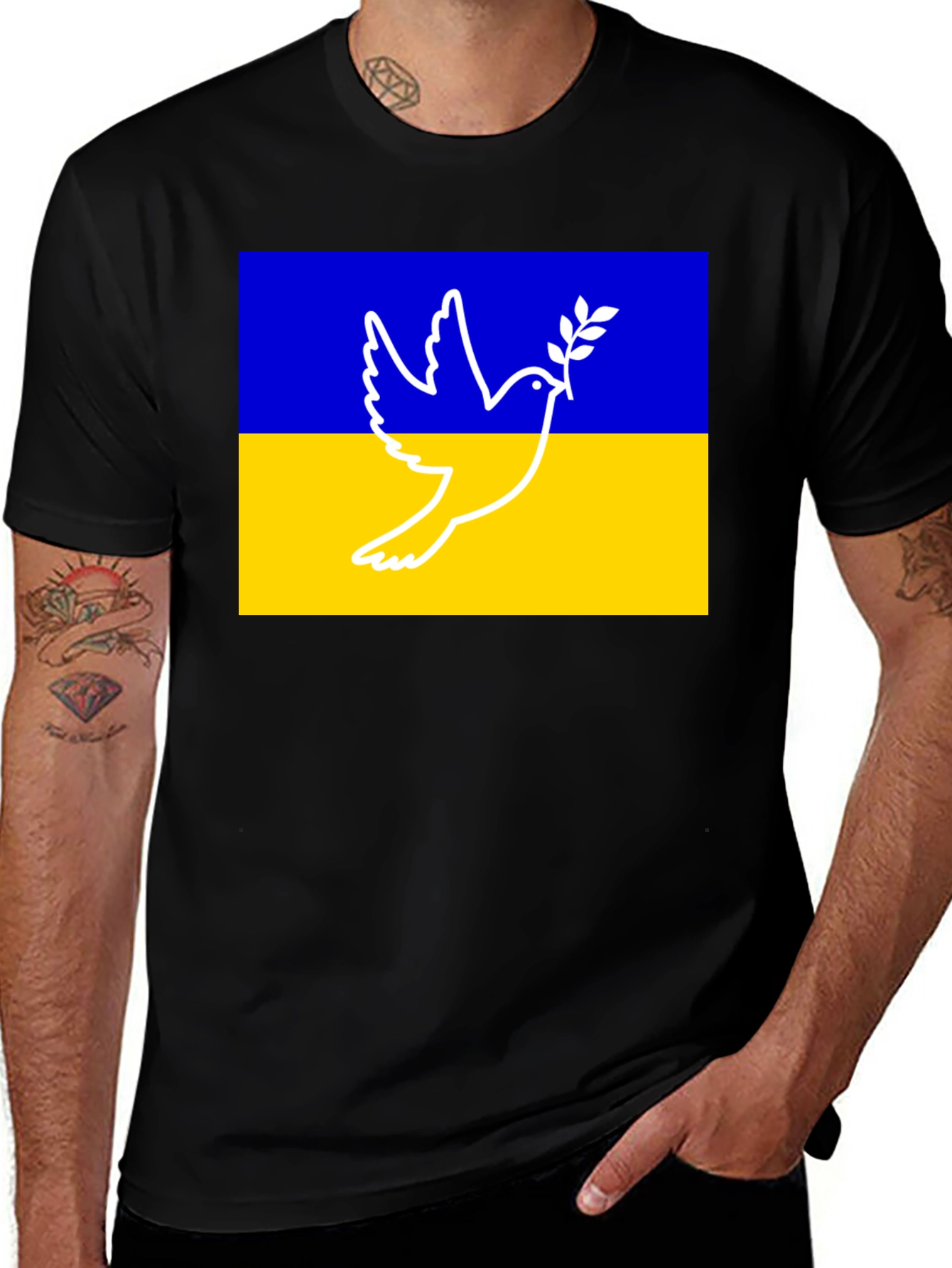 Ukraine Peace Dove Graphic Tee - Black