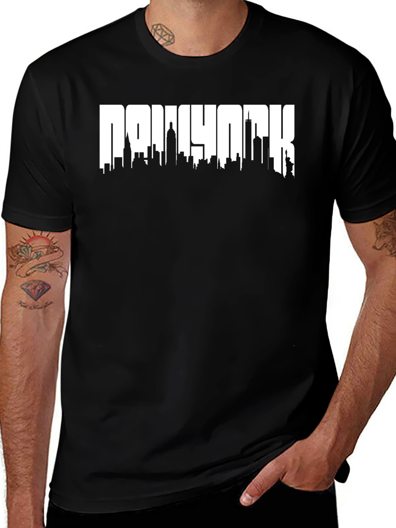 Black New York Skyline Graphic Tee - Men's Black T-Shirt main image