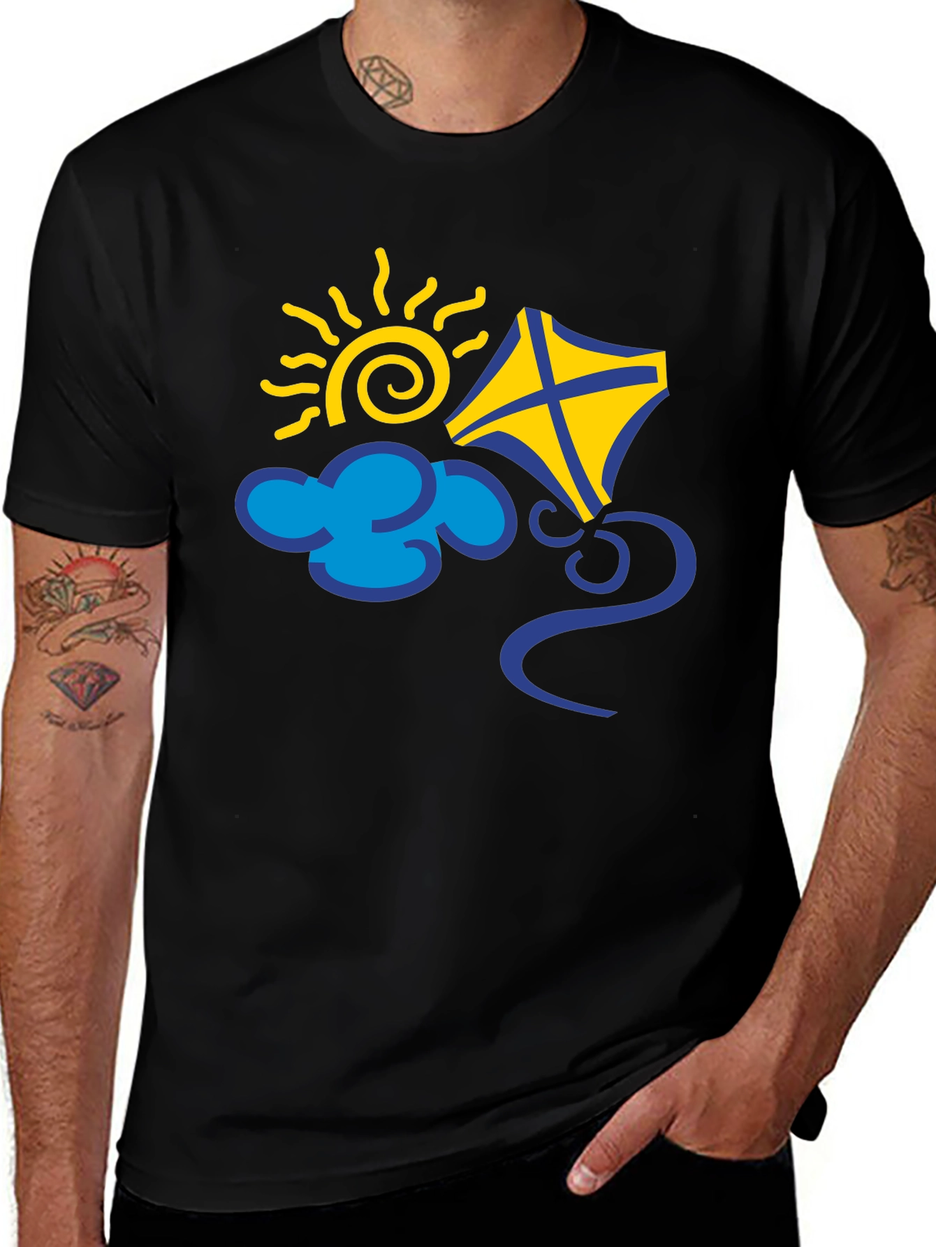 Variant 2 of Sun Kite Cloud Black T-Shirt