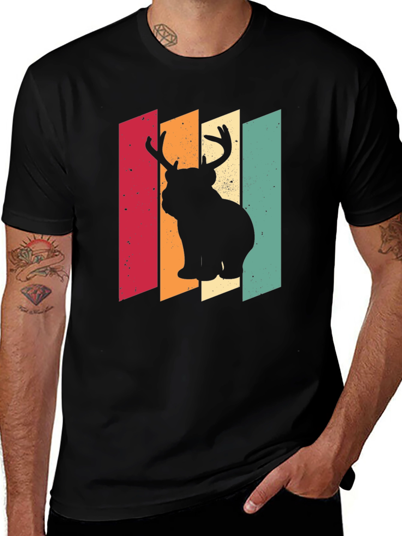 Variant 7 of Retro Reindeer Silhouette Graphic T-Shirt