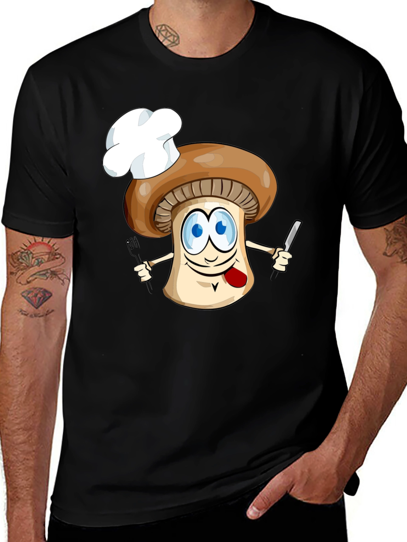 Variant 14 of Chef Mushroom Graphic Tee - Funny Cartoon T-Shirt