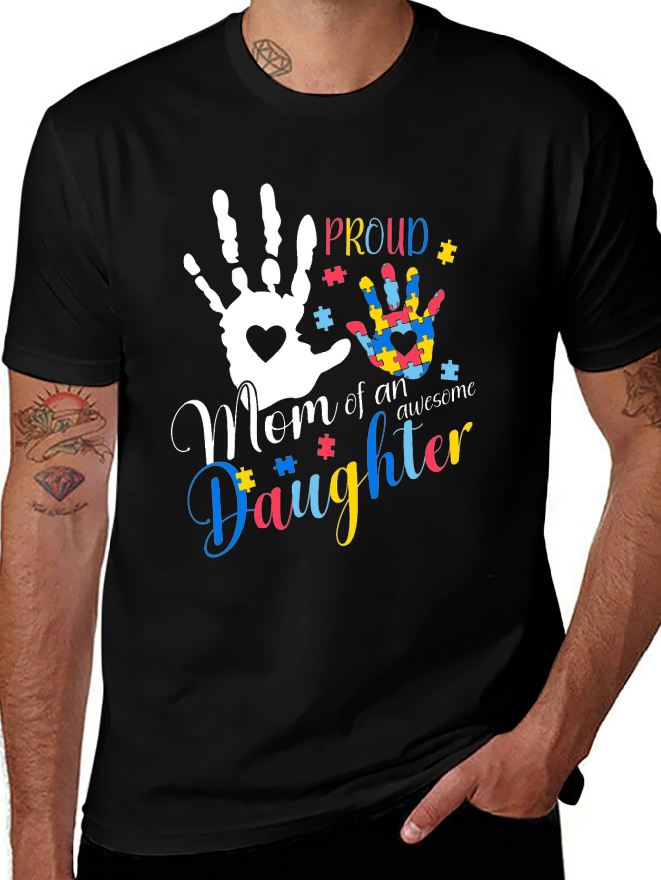 Variant 2 of Proud Mom of an Awesome Daughter T-Shirt Autism Awareness