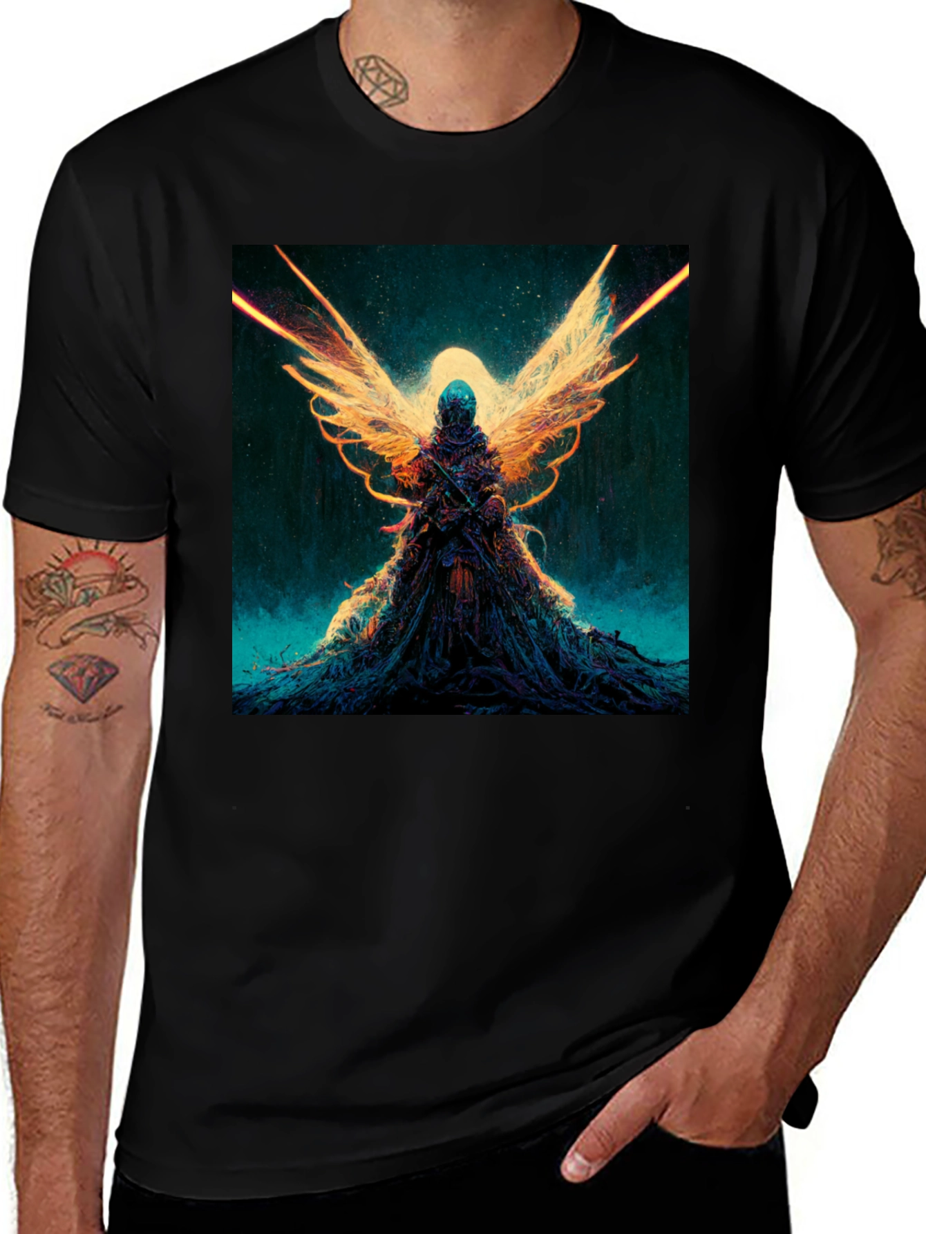Variant 17 of Winged Angel Graphic Black T-Shirt