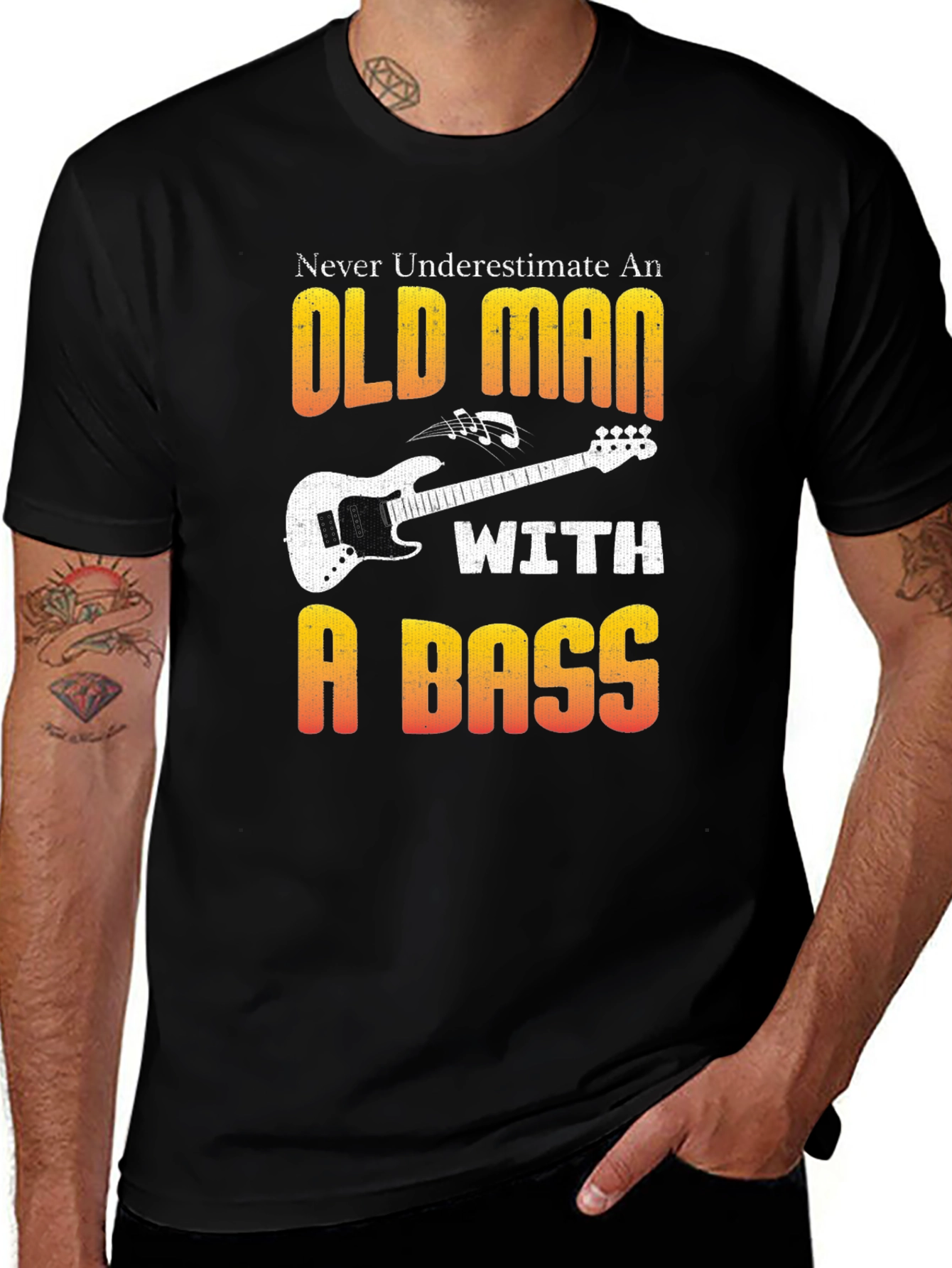Variant 23 of Never Underestimate Old Man with Bass Guitar T-Shirt