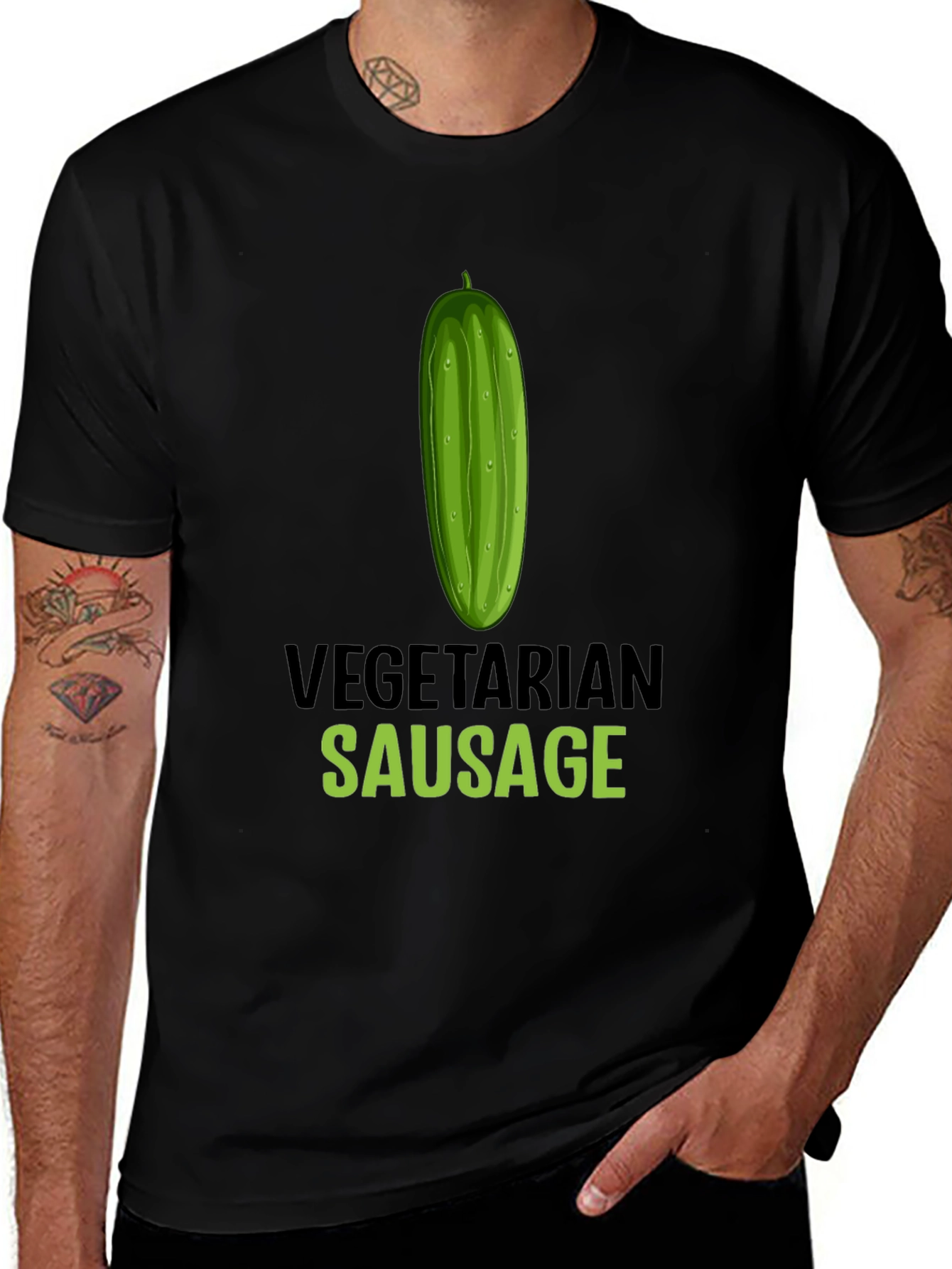 Vegetarian Sausage Graphic T-Shirt - Funny Vegan Tee