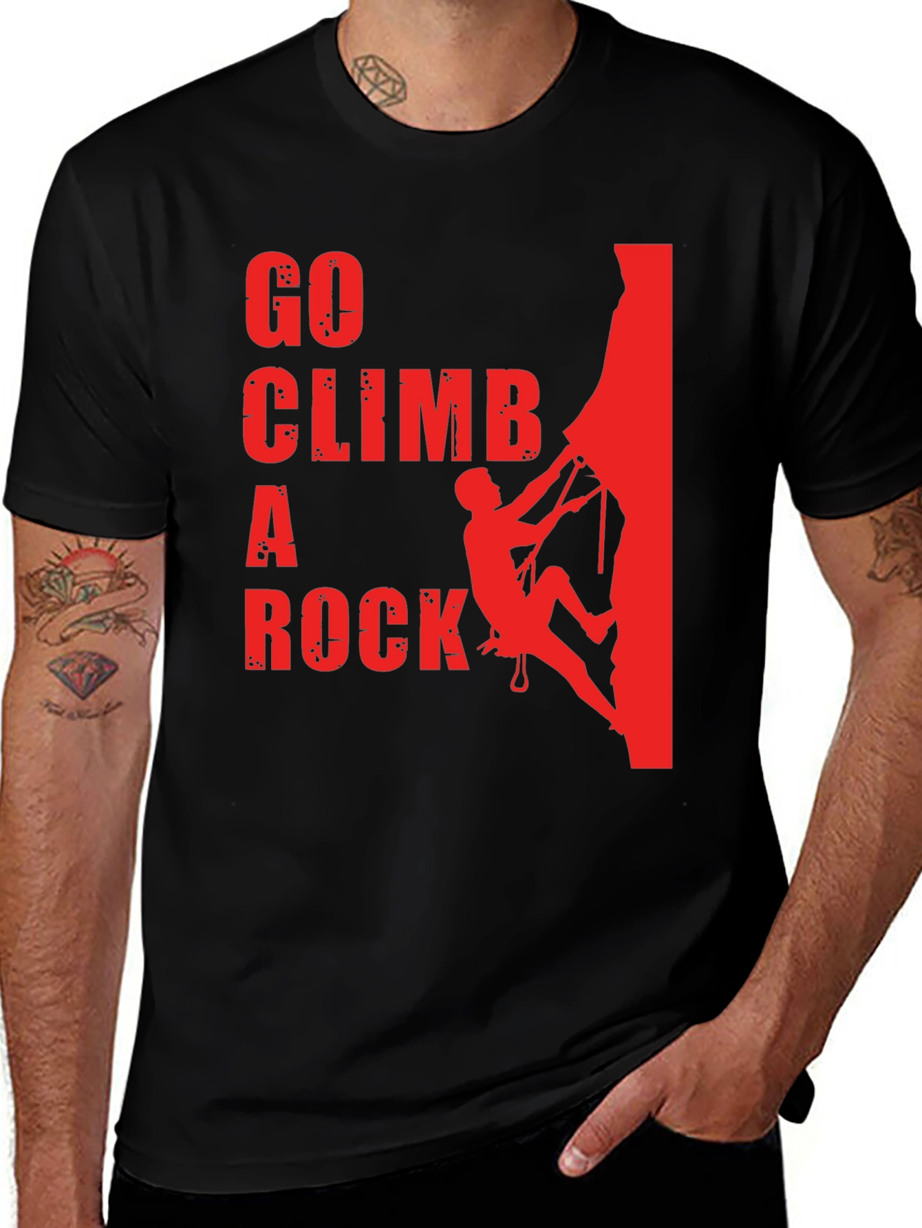 Variant 12 of Go Climb a Rock T-Shirt - Black Climbing Tee