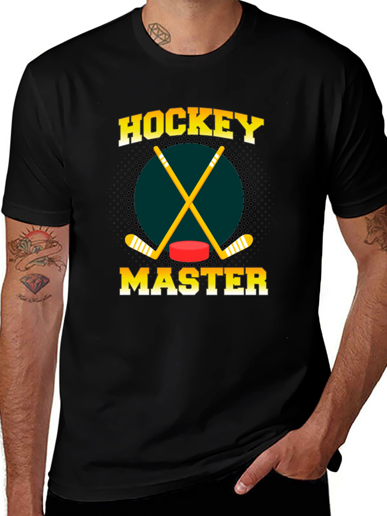 Variant 4 of Hockey Master Graphic Tee - Black Cotton T-Shirt