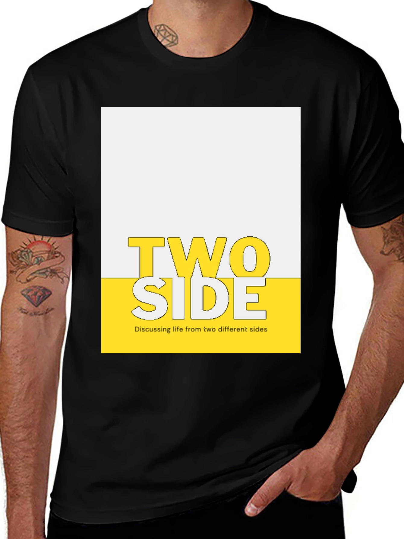 Black Two Side Graphic Print T-Shirt main image