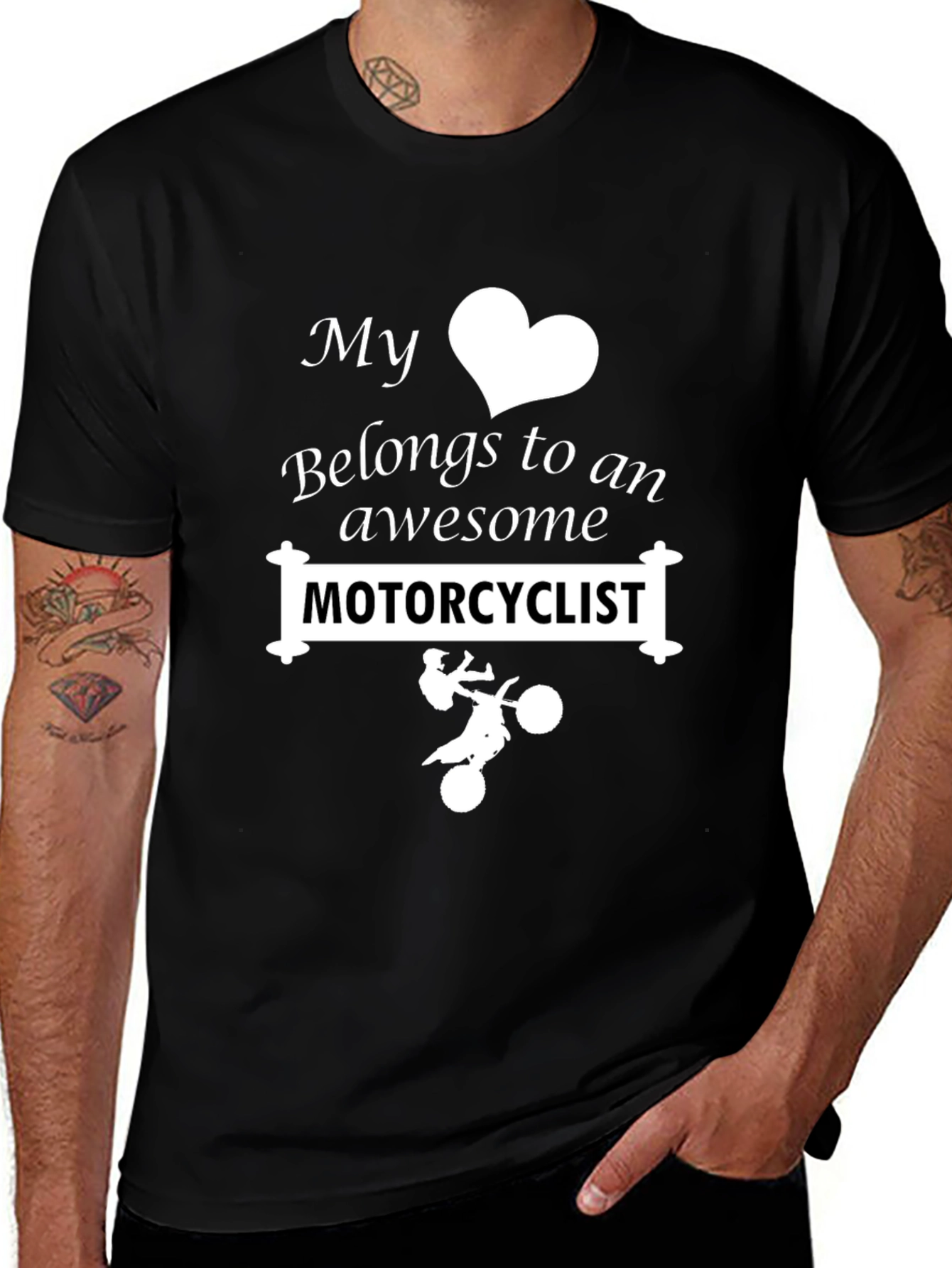 My Heart Belongs To An Awesome Motorcyclist T-Shirt