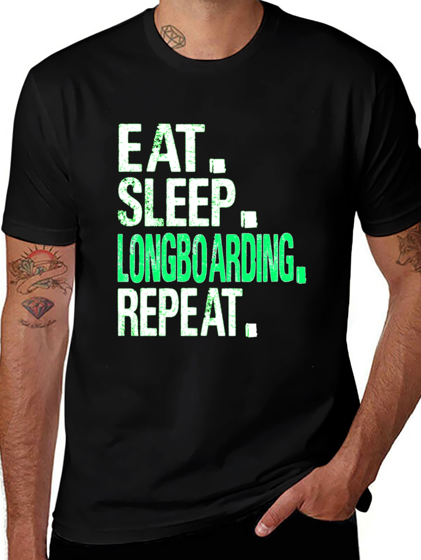 Variant 11 of Eat Sleep Longboarding Repeat Graphic Tee