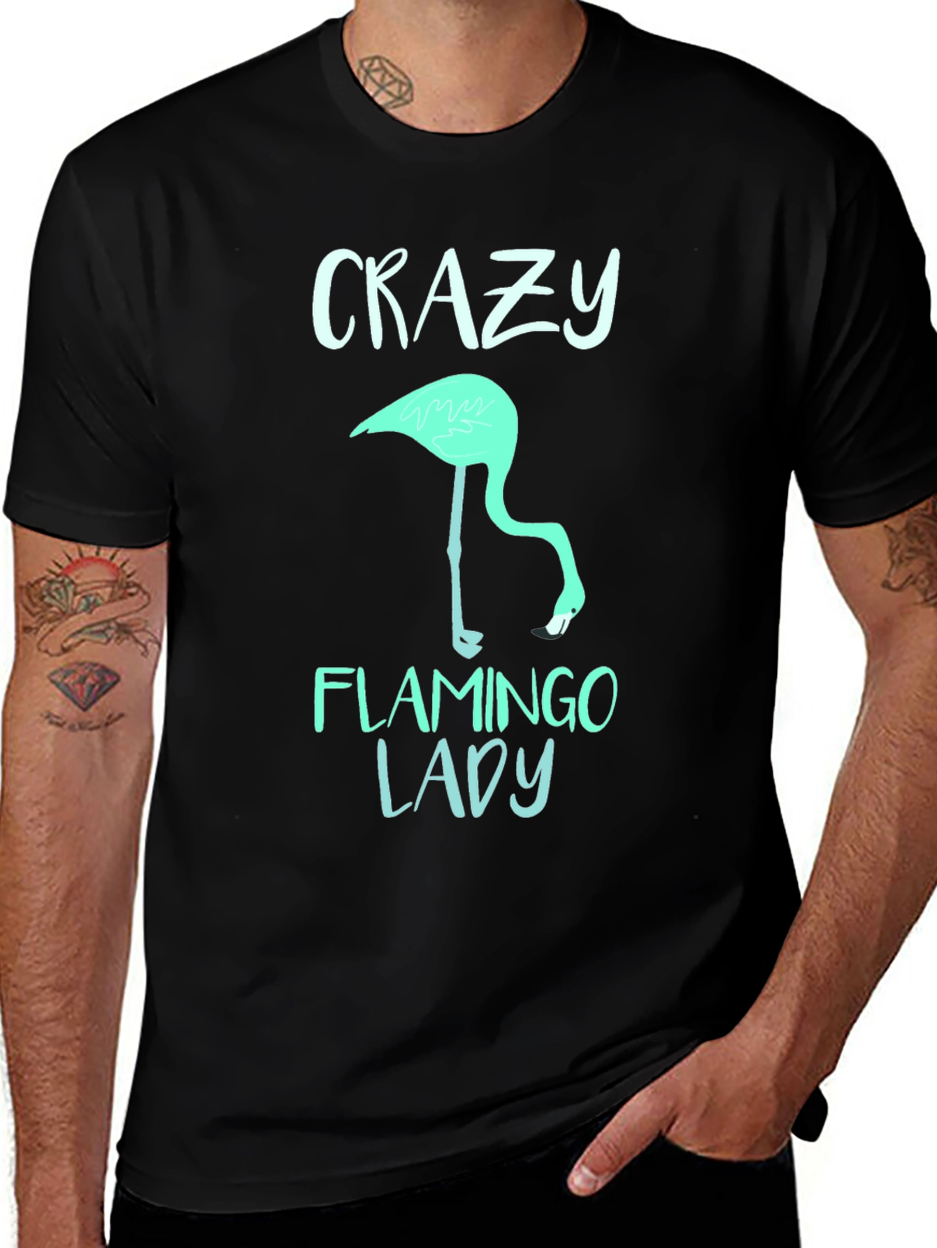 Variant 15 of Crazy Flamingo Lady T-Shirt - Fun Graphic Tee