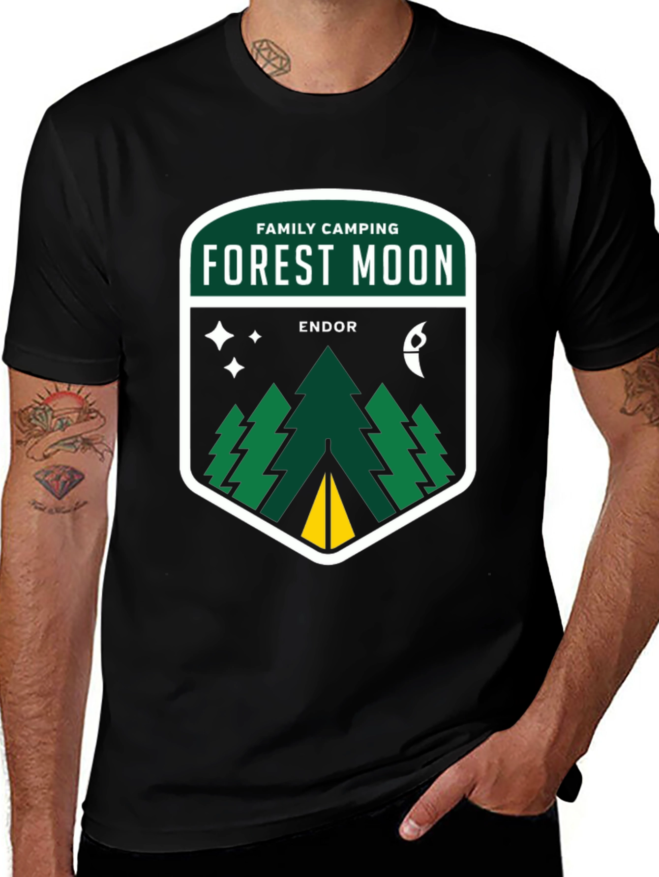 Variant 4 of Forest Moon Camping Tee - Black Cotton Graphic T-Shirt
