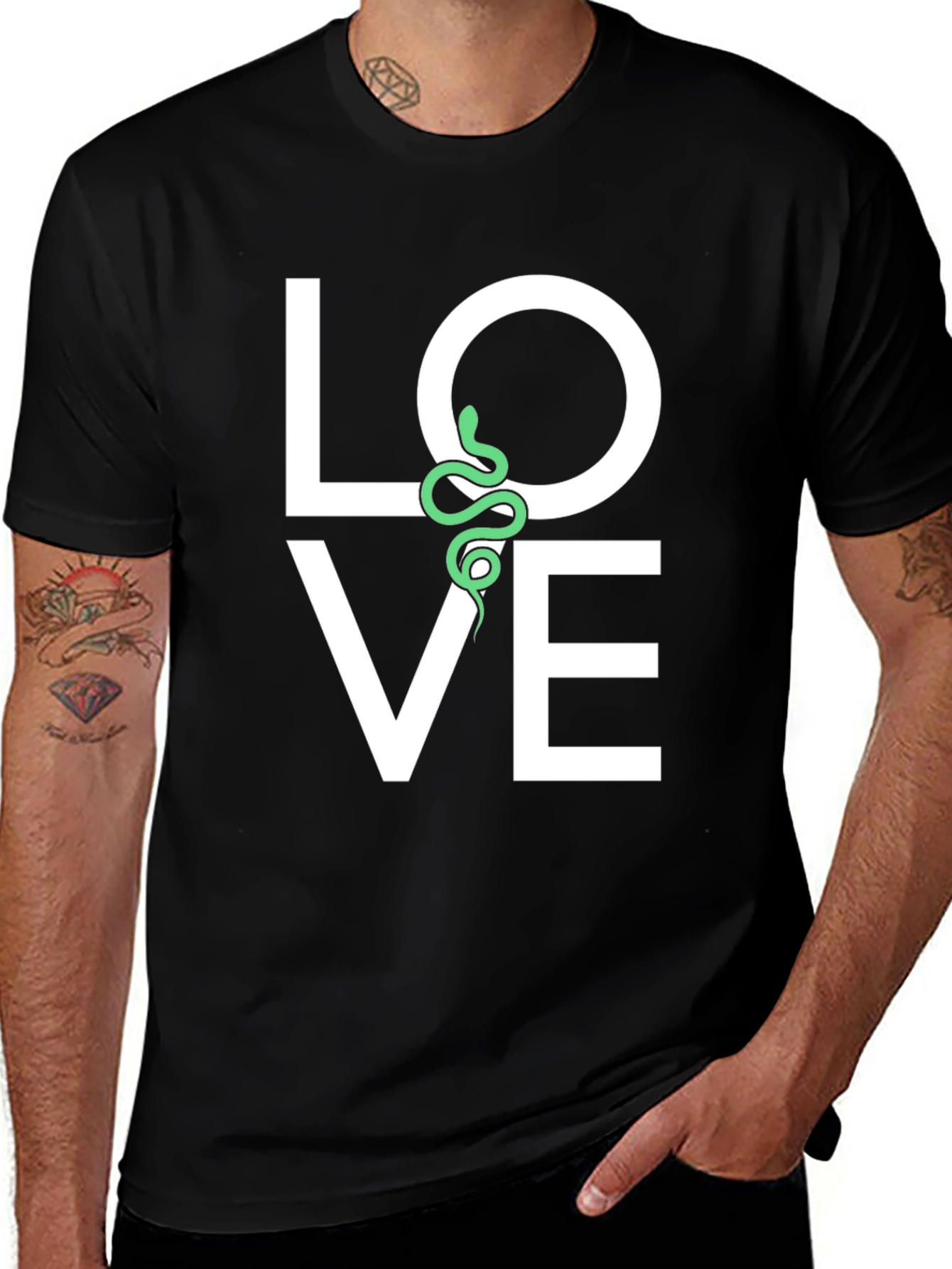 Variant 5 of Love Snake Graphic Tee - Black Cotton T-Shirt