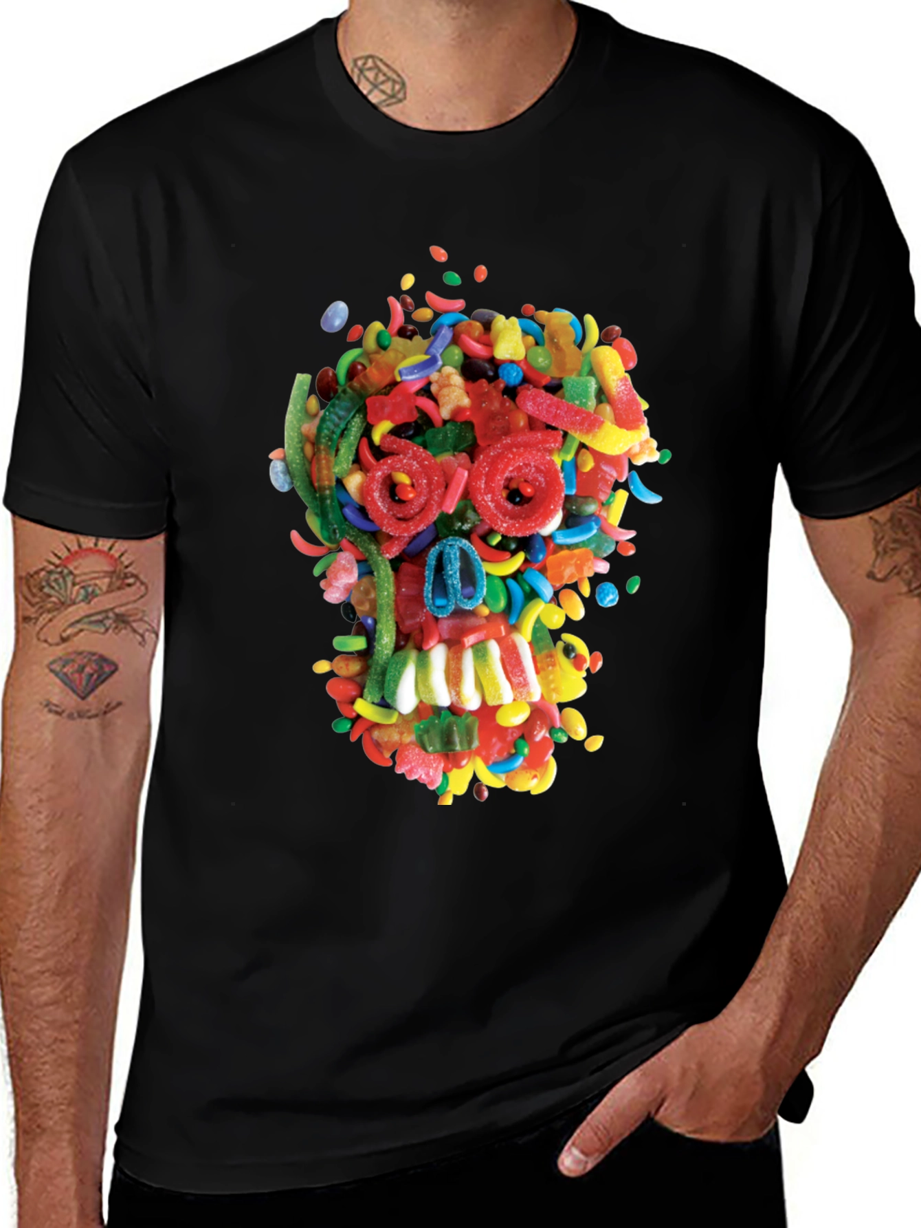 Variant 10 of Candy Skull T-Shirt - Sweet & Spooky Design