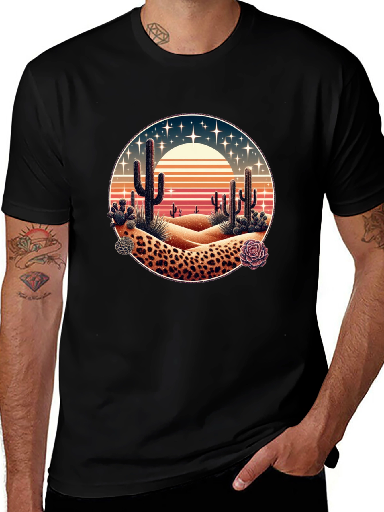 Variant 5 of Desert Sunset Graphic Tee - Leopard Print