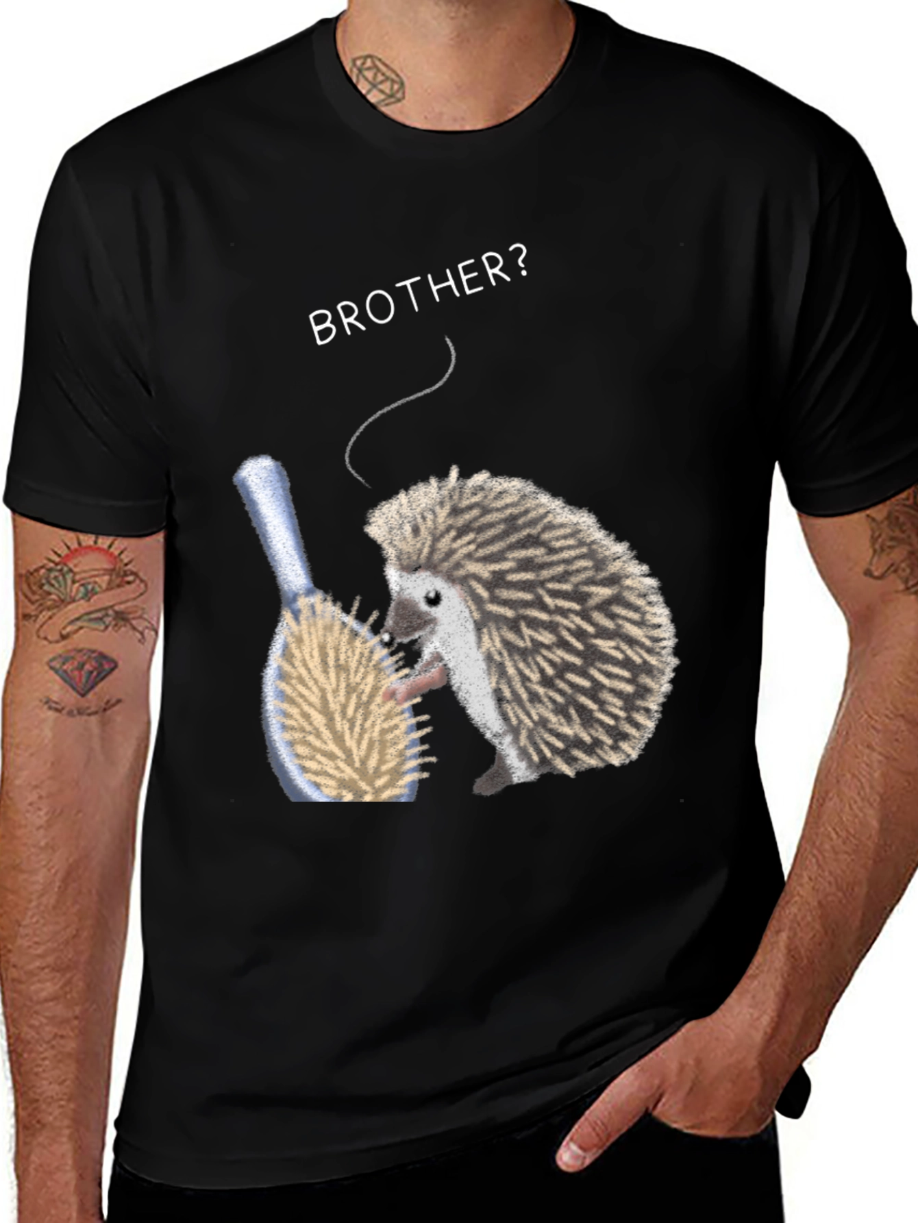 Variant 20 of Brother Hedgehog Graphic Tee - Quirky Animal Shirt