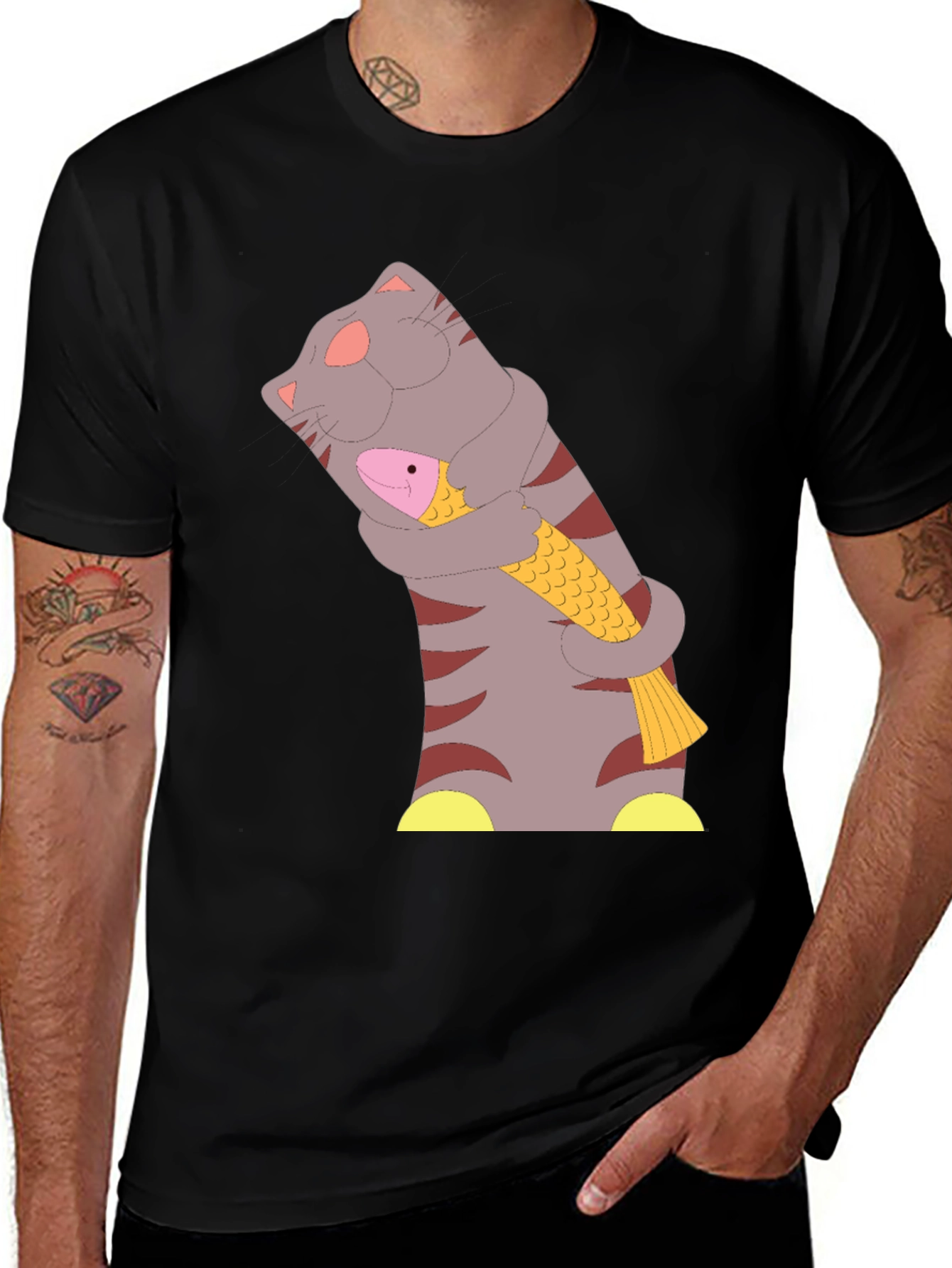 Variant 27 of Cat & Fish T-Shirt - Funny Graphic Tee