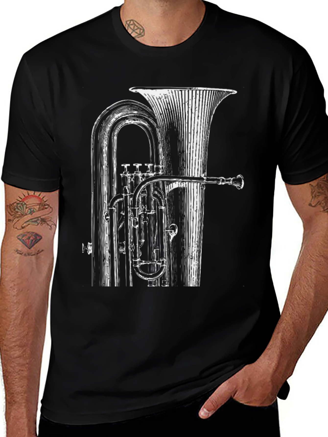 Variant 24 of Tuba Graphic Tee - Musician's Black T-Shirt