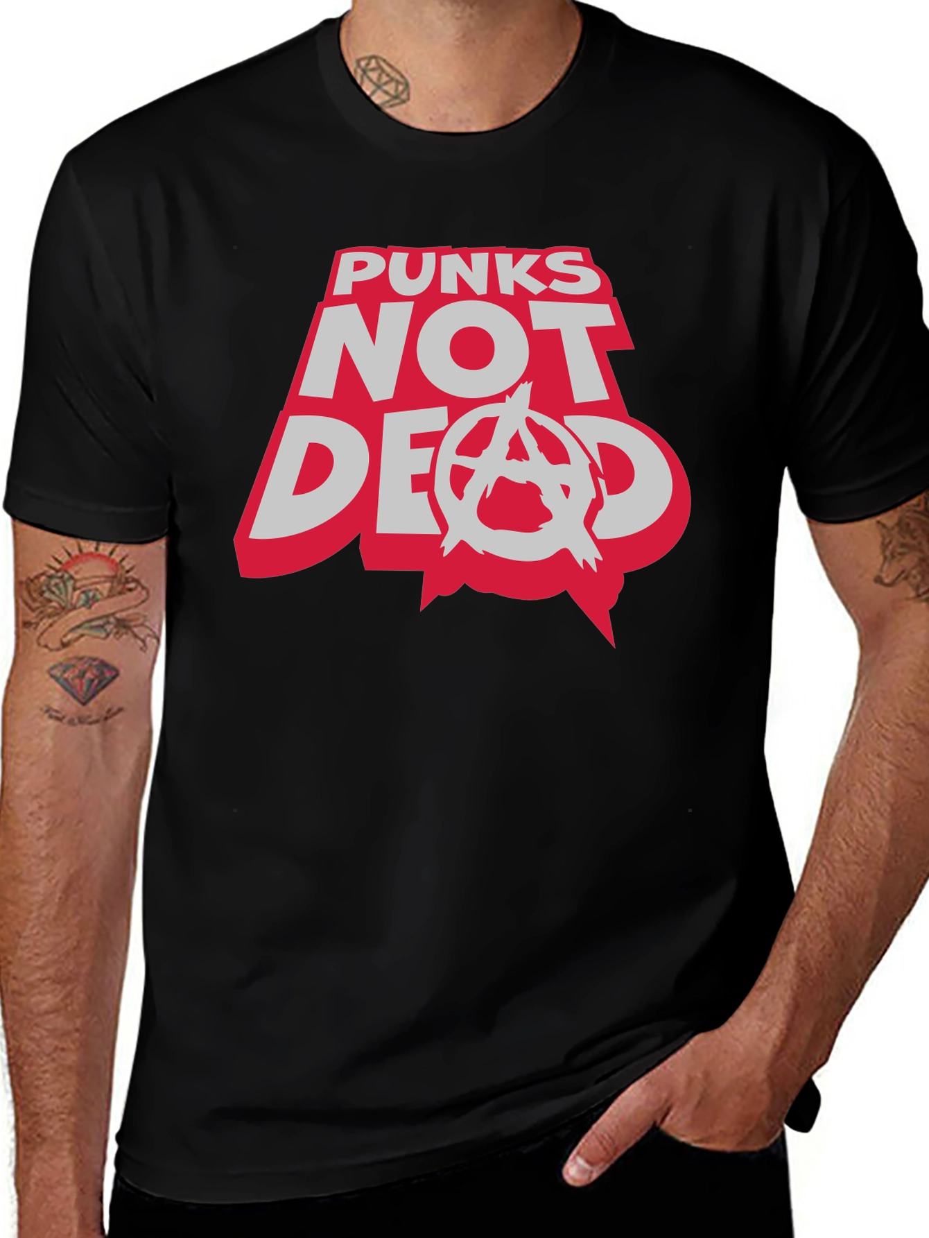 Variant 10 of Punks Not Dead Graphic Tee - Rock Style