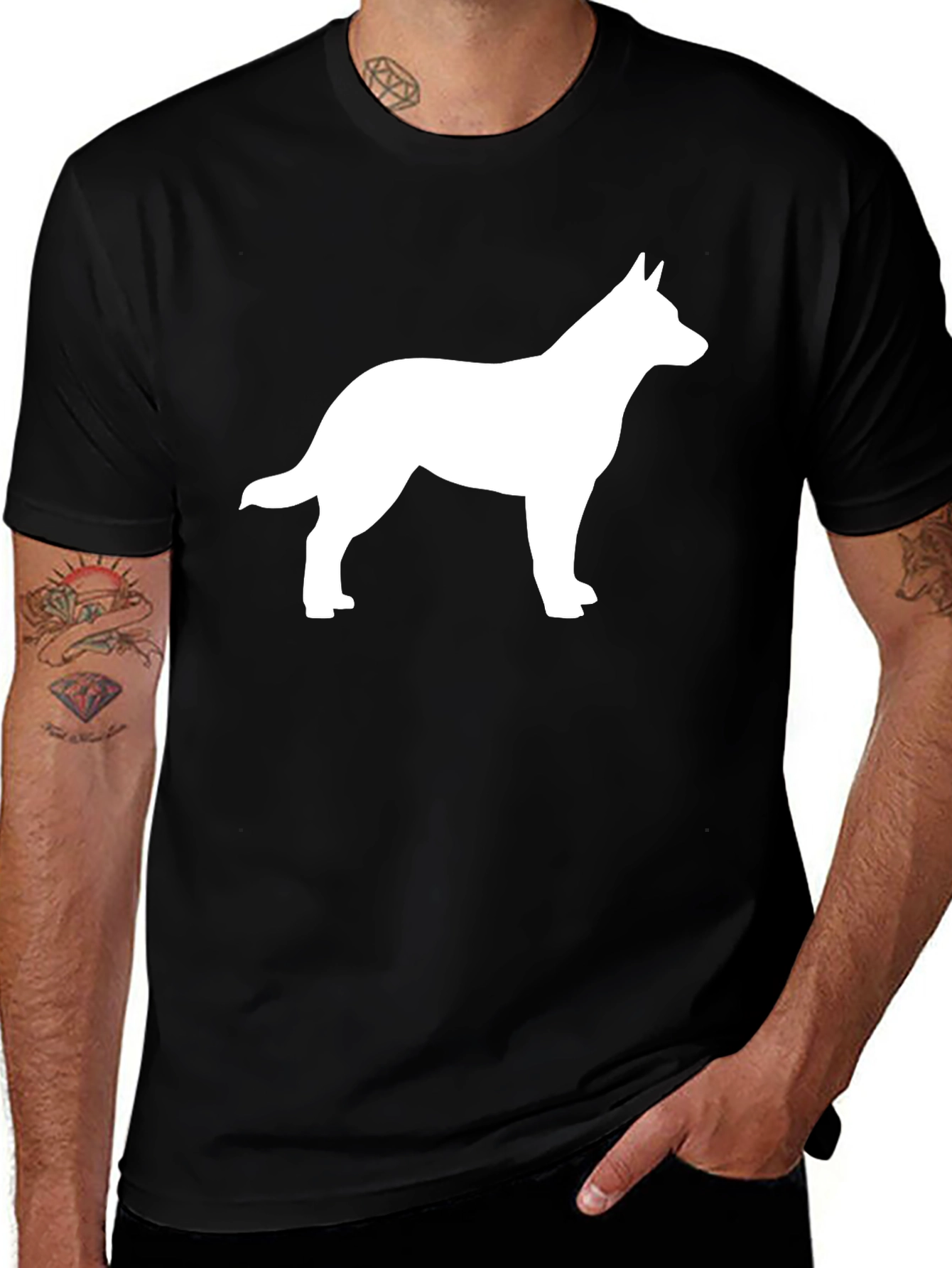 Variant 2 of Dog Silhouette Black T-Shirt