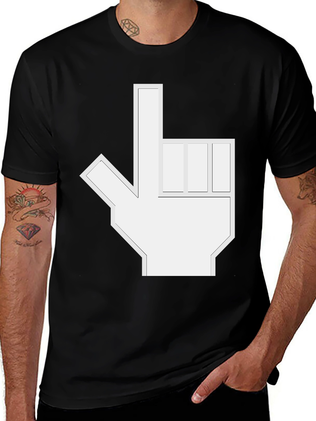 Variant 29 of Novelty Pointing Finger Graphic Tee - Black