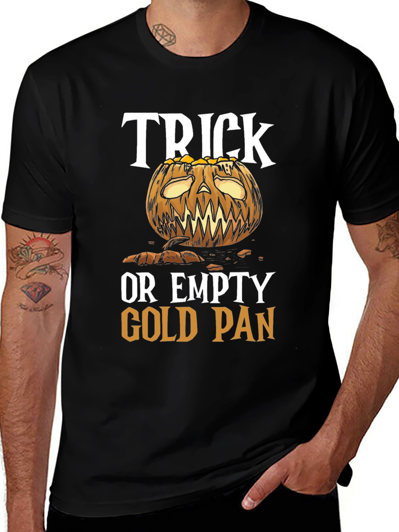 Variant 29 of Trick or Empty Gold Pan Halloween T-Shirt