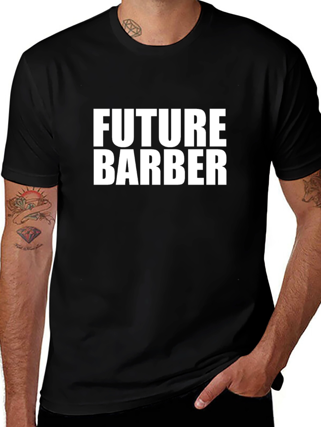 Variant 27 of Future Barber T-Shirt - Black Crew Neck Graphic Tee