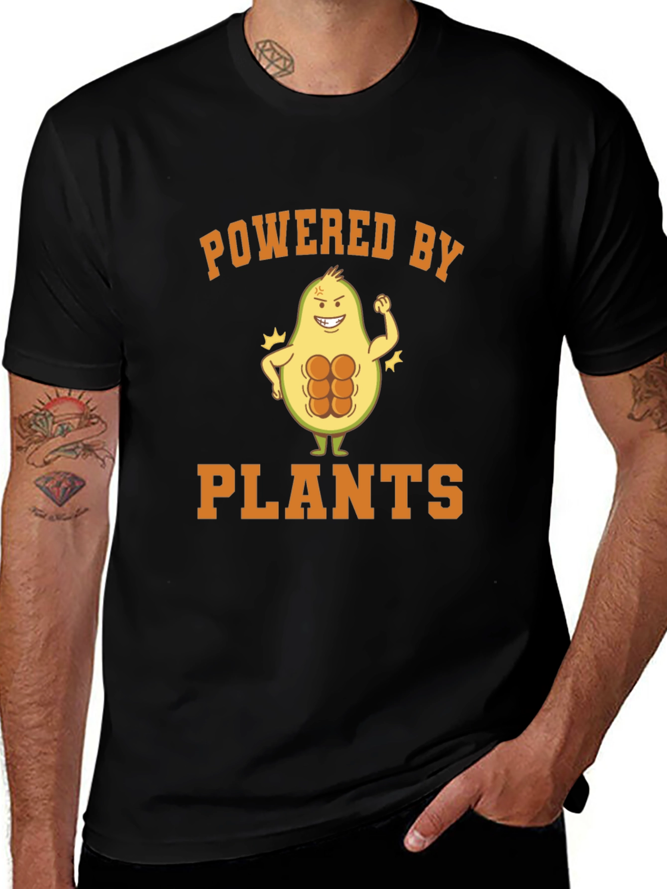 Variant 20 of Powered by Plants Vegan T-Shirt Gym Avocado