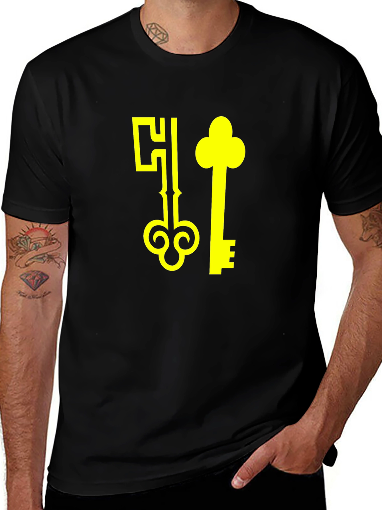 Variant 10 of Black T-Shirt with Yellow Keys Graphic