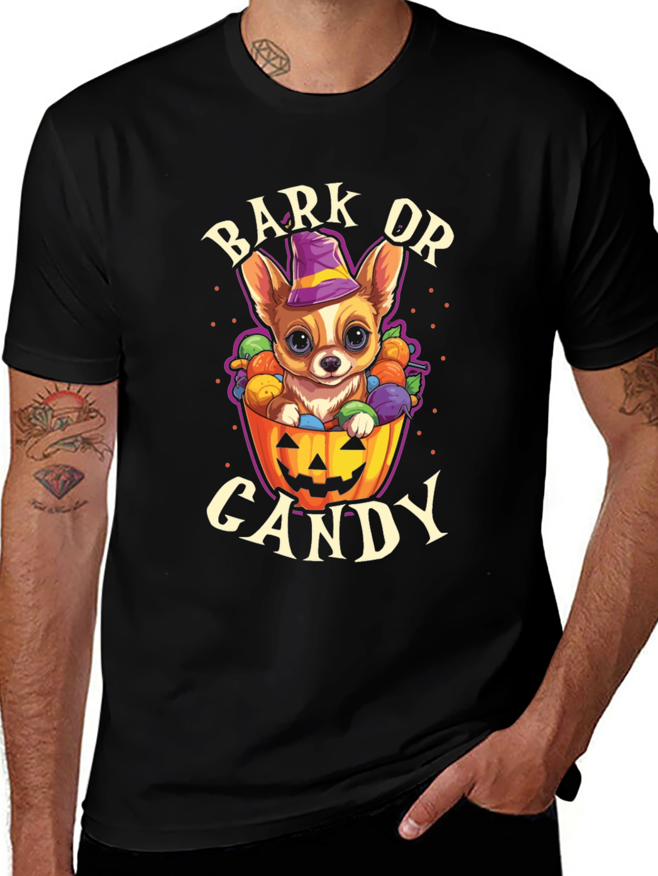 Variant 28 of Bark or Candy Chihuahua Halloween T-Shirt