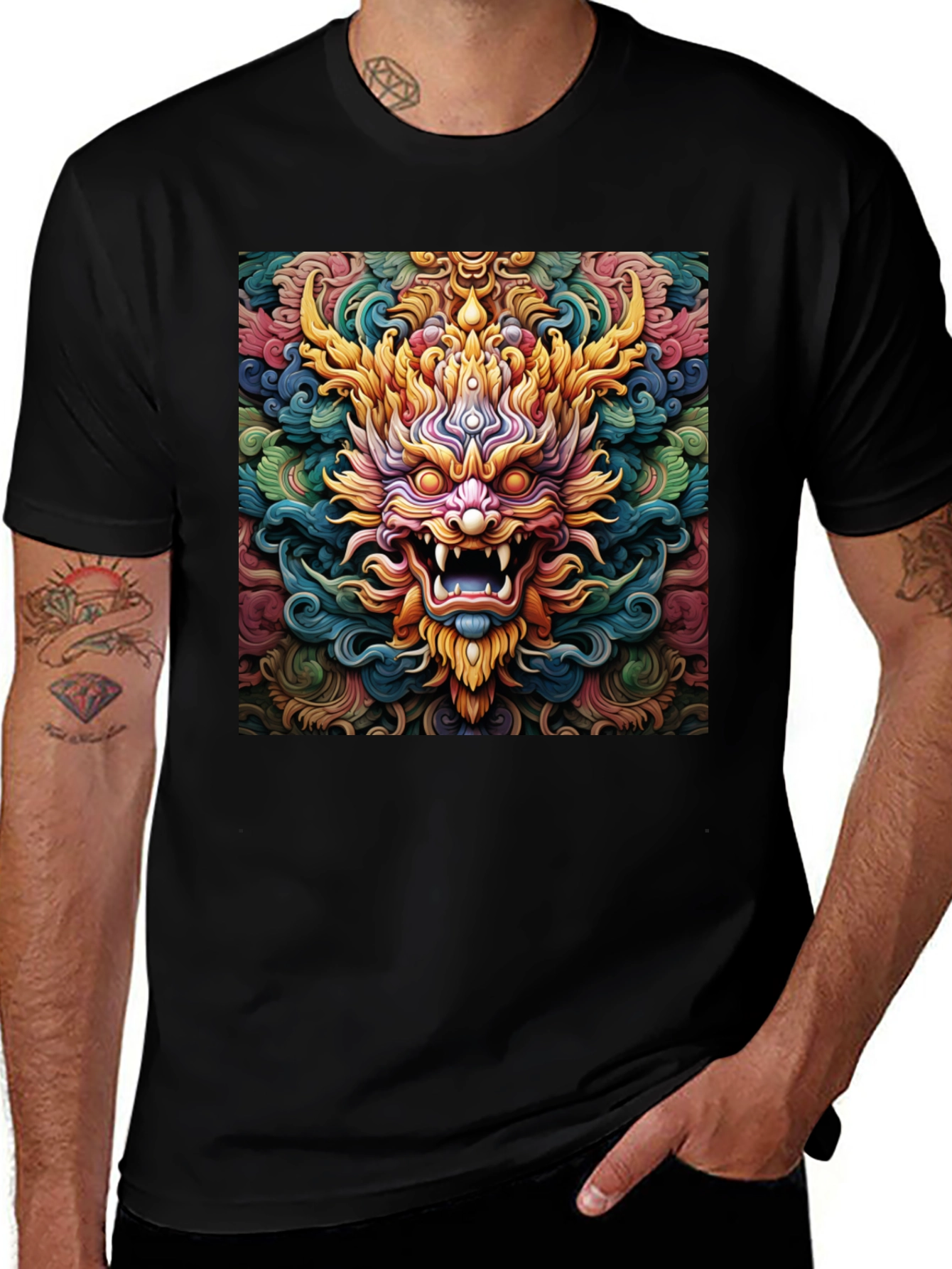 Variant 5 of Dragon Graphic Tee - Unique Colorful Design