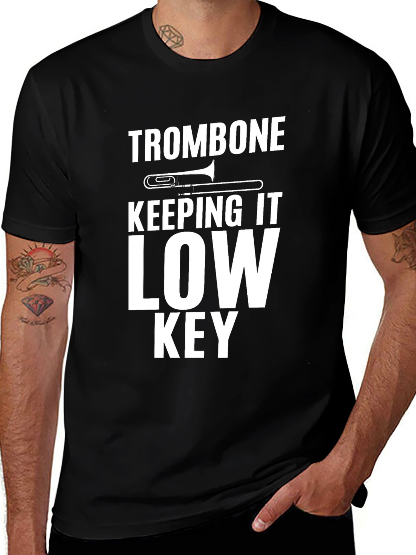 Variant 4 of Trombone Low Key T-Shirt - Musician Gift