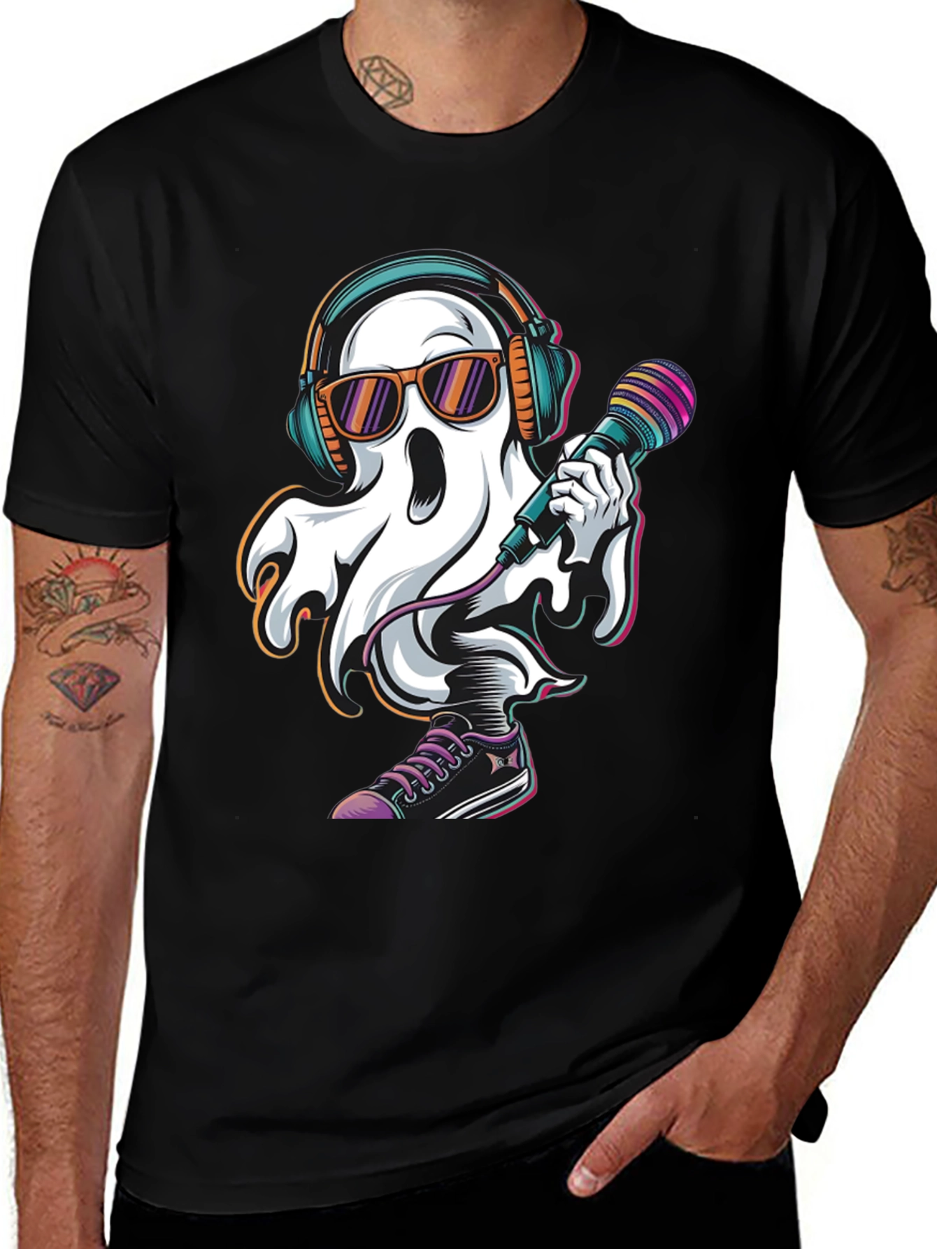Variant 10 of Cool Ghost Graphic T-Shirt - Halloween Ready!